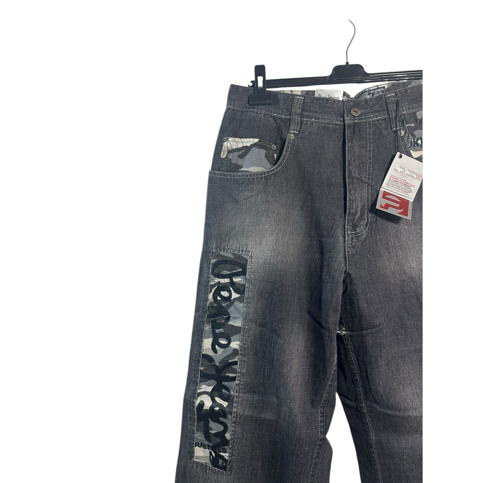 Pepe Jeans Vintage Pepe London Baggy Denim Jeans Grey Black Hip Hop 90’ Size US 36 / EU 52 - 3 Thumbnail
