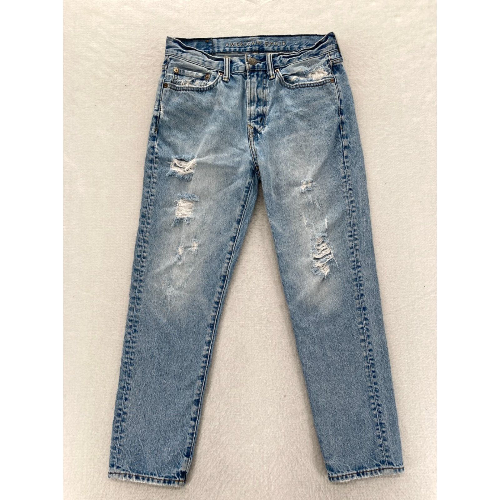 American Eagle Outfitters American Eagle Jeans Mens 28x26 Slim Leg Distressed Medium Wash Blue Denim Pant Size US 28 / EU 44 - 2 Thumbnail
