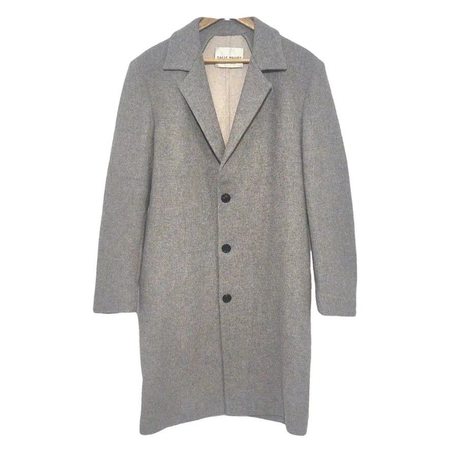 SALLE PRIVEE Salle Privée Tailored Wool Overcoat Light Grey Size US M / EU 48-50 / 2 - 1 Thumbnail