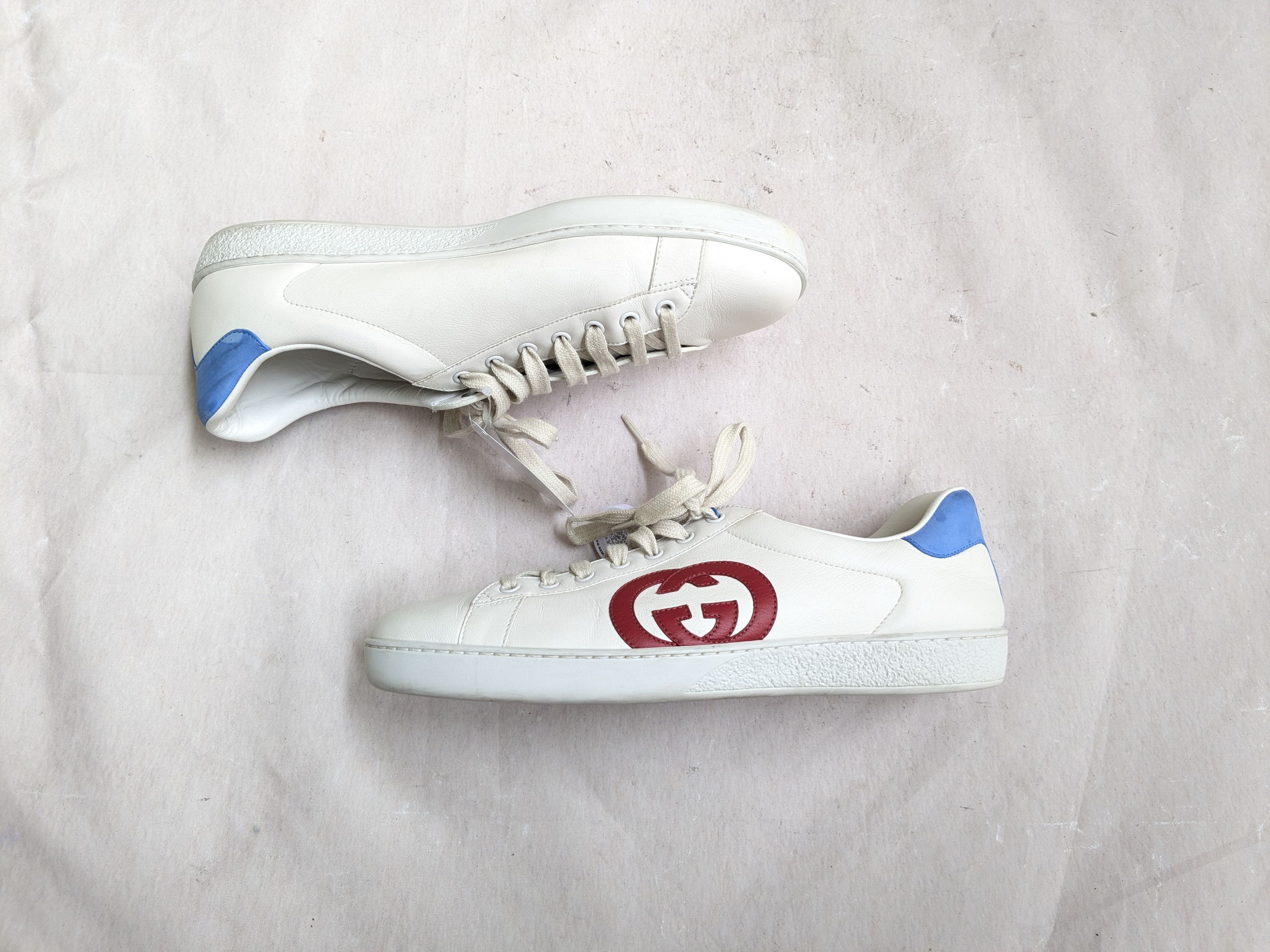 Gucci Ace Sneakers GG White Blue 10.5 Low Leather