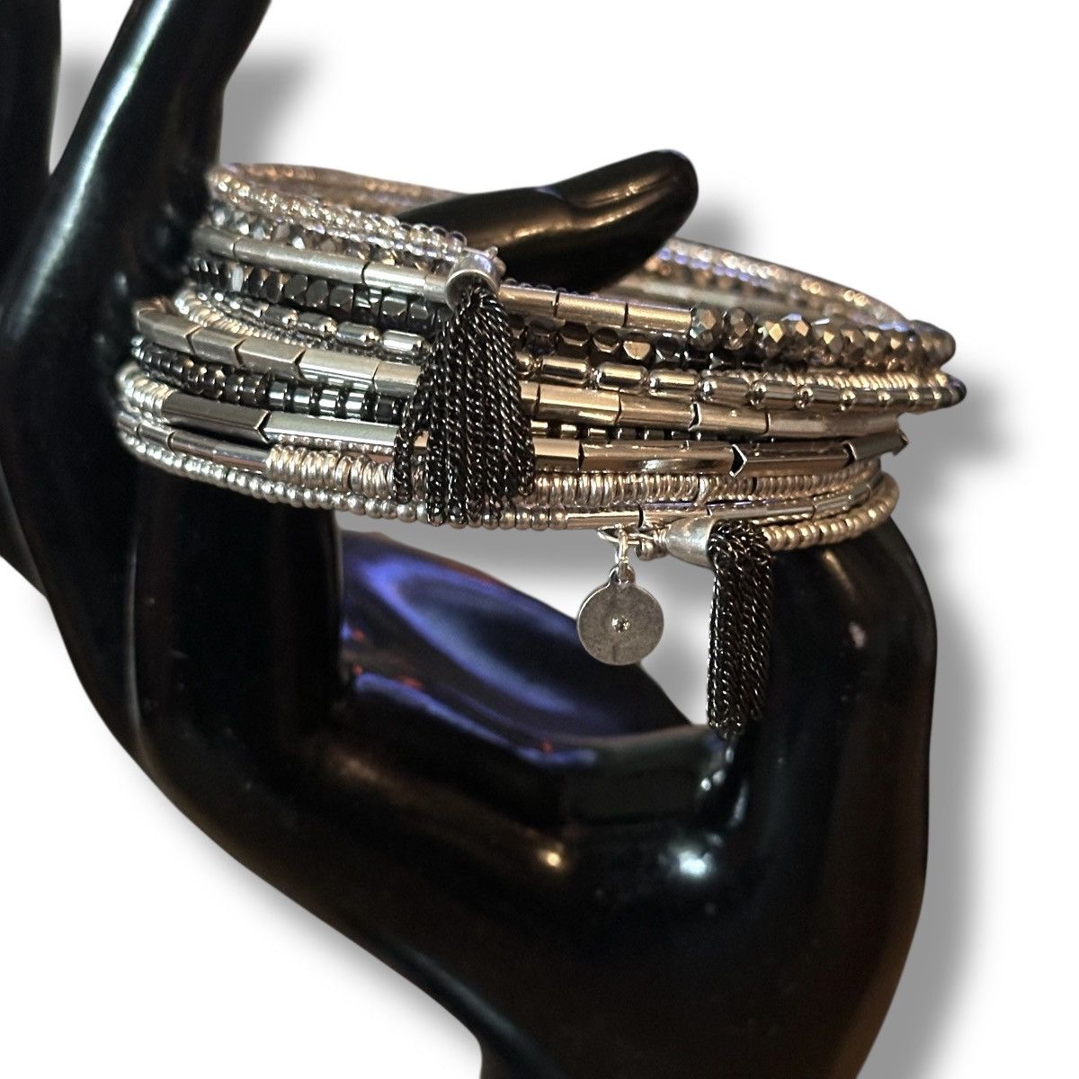 Other Stella & Dot Celine silver tone beaded coil wrap bracelet Size ONE SIZE - 4 Thumbnail