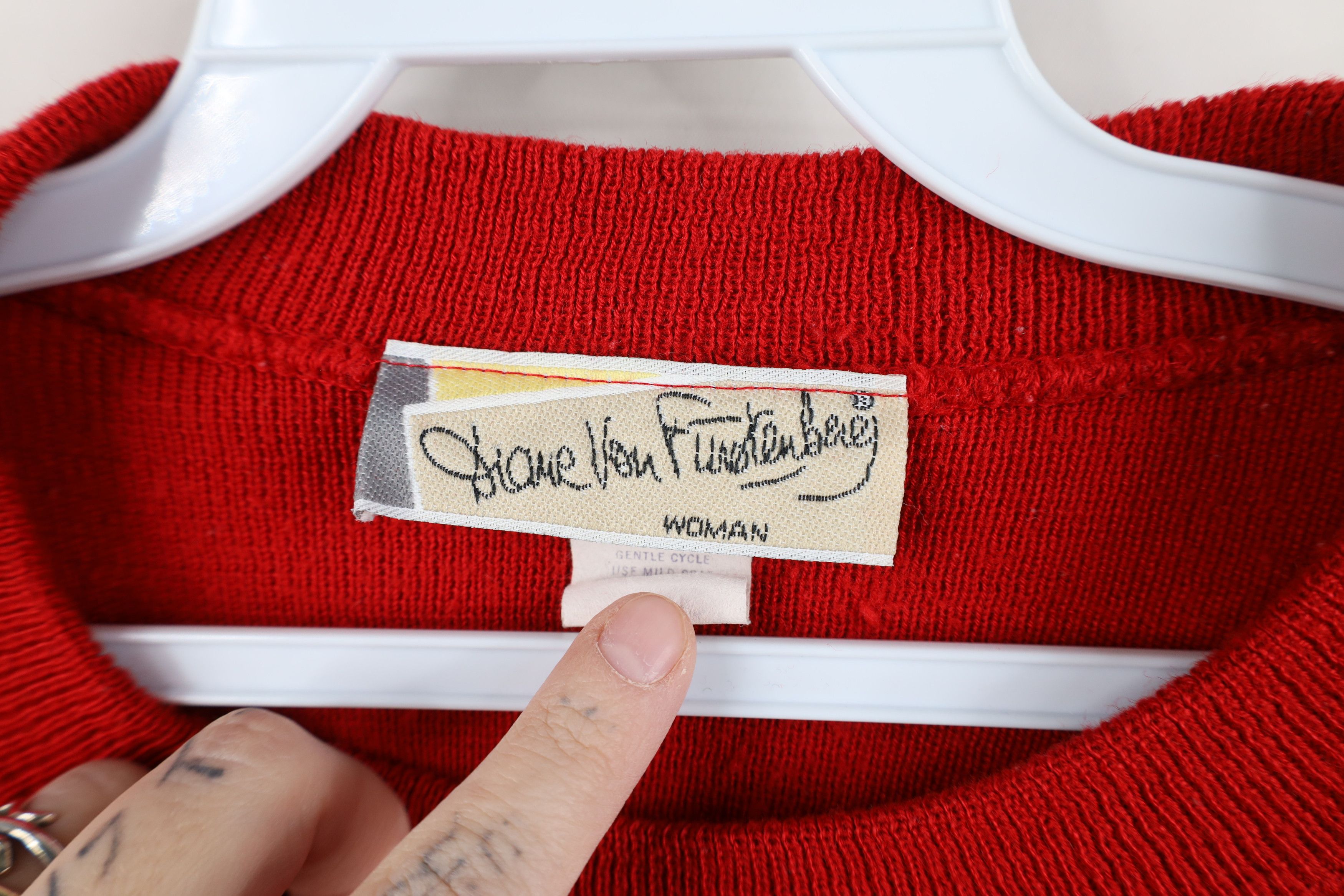 Diane von Furstenberg Vintage 90s Diane Von Furstenberg 3/4 Sleeve Sweater Red USA Size XL / US 12-14 / IT 48-50 - 4 Thumbnail