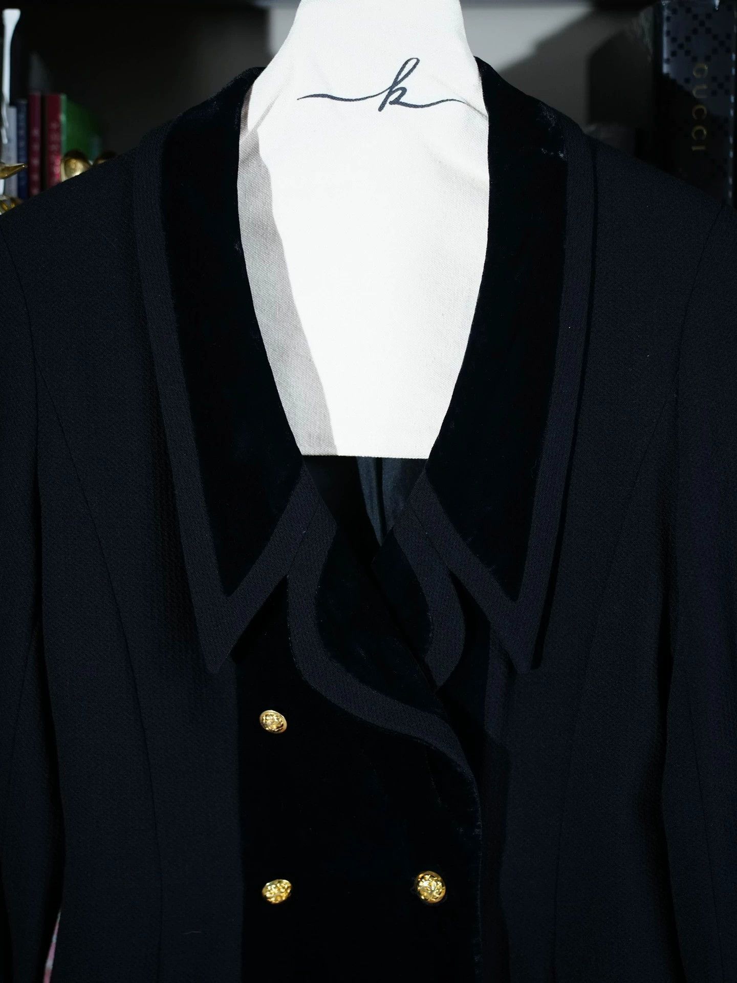 Chanel CHANEL 1989 Silk - Velvet Wool Waist - Cinch Long Jacket Black Gold Size S / US 4 / IT 40 - 3 Thumbnail