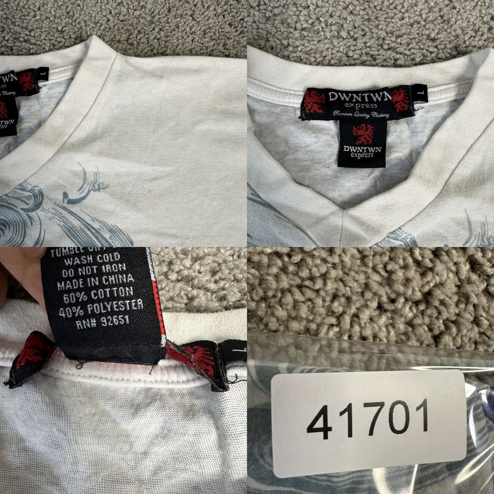 Express DWNTWN Express Shirt Mens Large White Graphic Tattoo Ascendance Luster Tee Short Sleeve Crew Neck Size US L / EU 52-54 / 3 - 9 Thumbnail