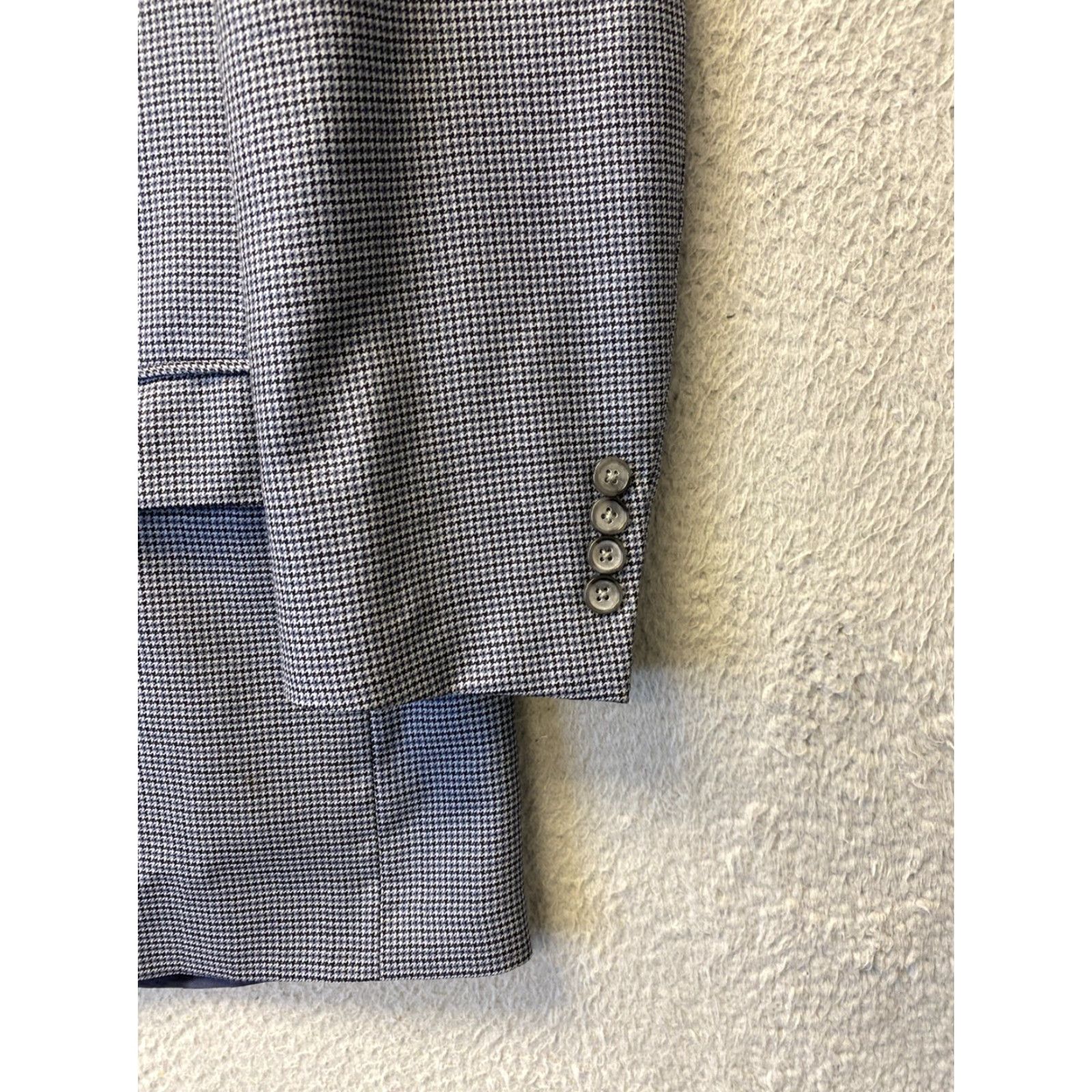 Brooks Brothers BROOKS BROTHERS Blue Houndstooth Wool Tuxedo Suit Jacket Size 42R - Formal Mens Size 42R - 2 Thumbnail