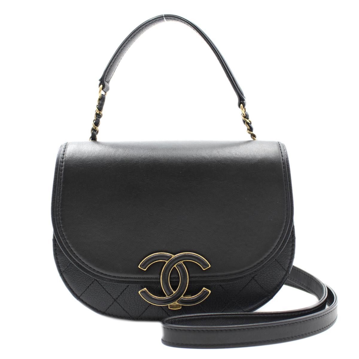 Chanel Chain Shoulder Bag Leather Black