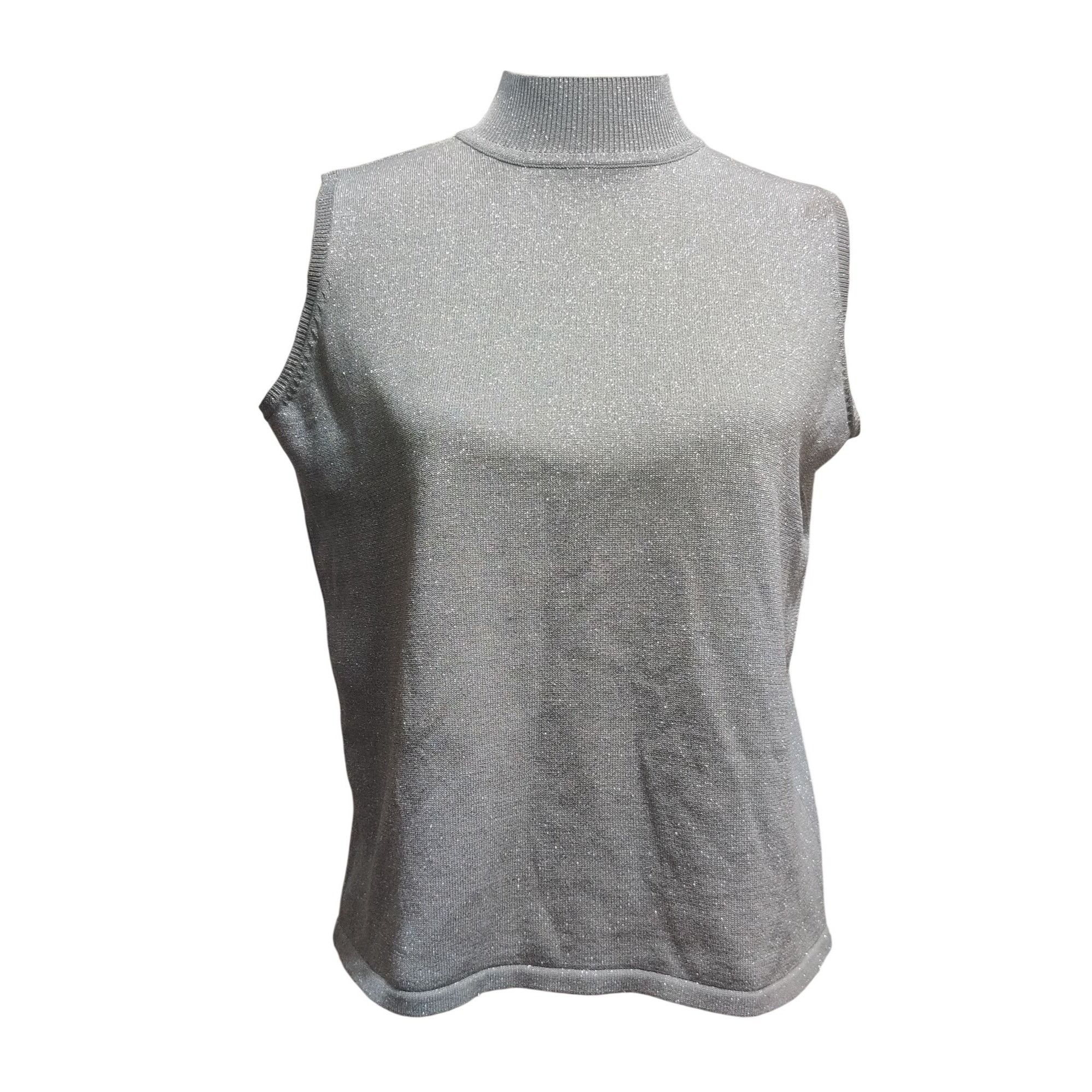 Vintage Studio Work M Womens Silver Tank Sleeveless Mock Neck Vintag Size M / US 6-8 / IT 42-44 - 1 Thumbnail