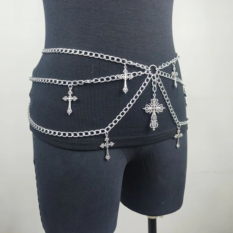 Jewelry Waist Chain Cross Layered Tassel Belly Chains Size ONE SIZE - 4 Thumbnail