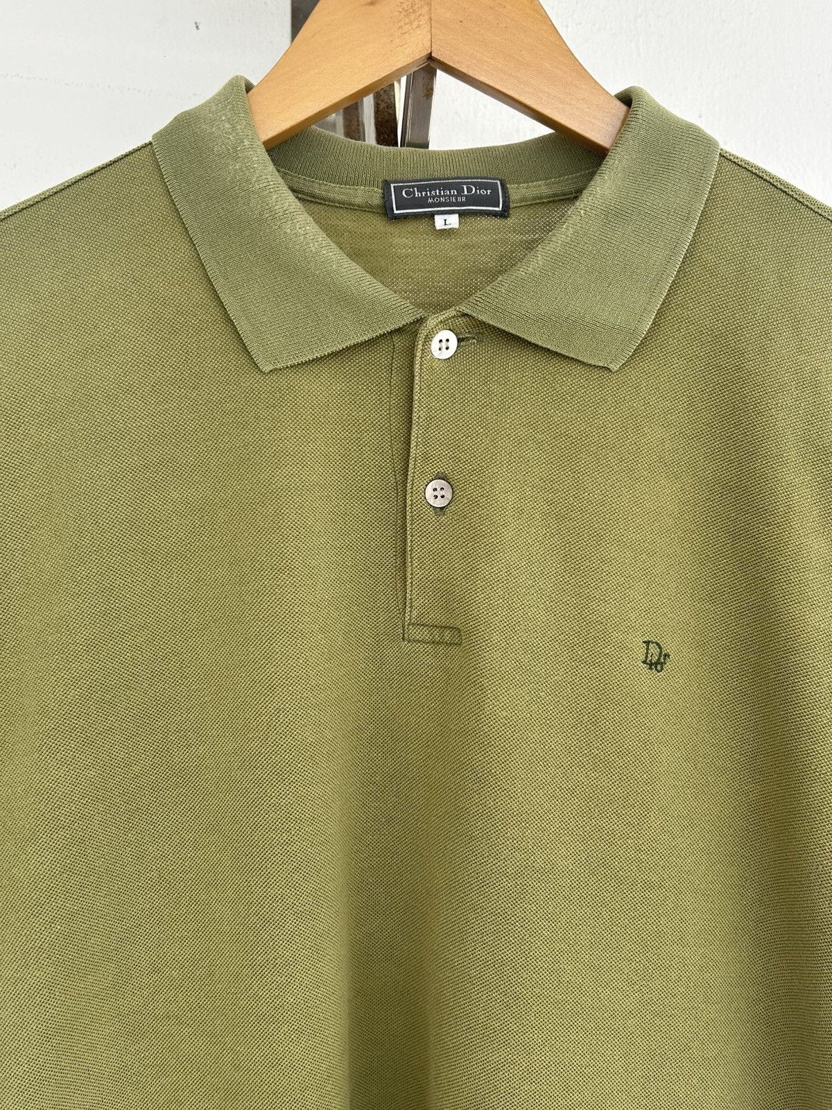 Christian Dior Monsieur Dior Olive Green Polo Tee Vintage Size US L / EU 52-54 / 3 - 1 Thumbnail