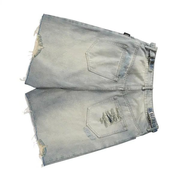 VIBE Heavy punk distressed washed ripped denim shorts y2k Size US 32 / EU 48 - 2 Thumbnail