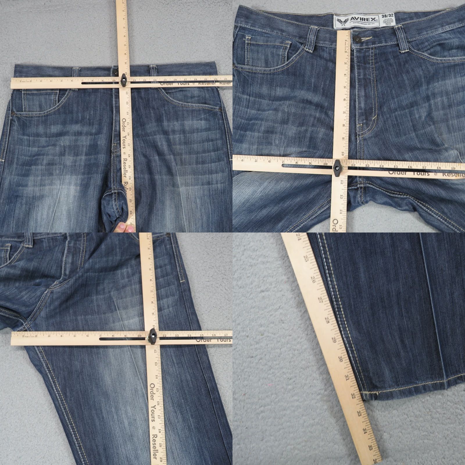 Avirex Avirex Baggy Jeans Men 38 Y2K Embroidered Skater Grunge 10 Leg Opening Pipes VTG Denim Blue 90s Style Mainstream Mens Jeans Size US 38 / EU 54 - 8 Thumbnail