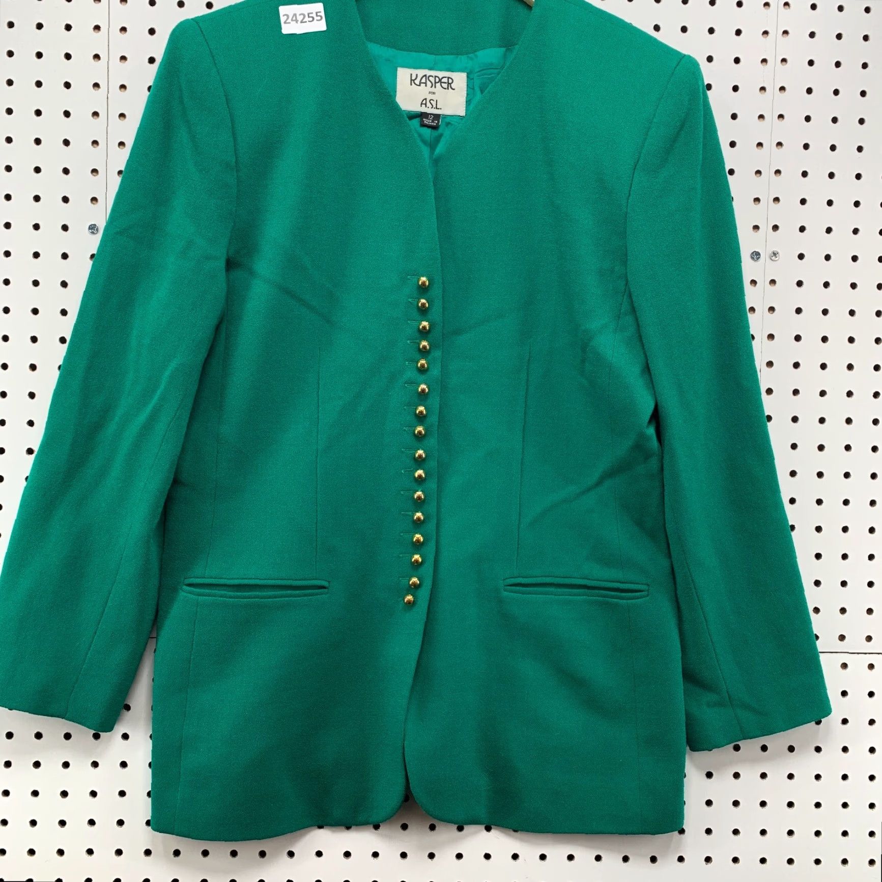 Kasper Kasper Blazer Womens Size 12 Green 100% Wool Jacket Size XL / US 12-14 / IT 48-50 - 6 Thumbnail