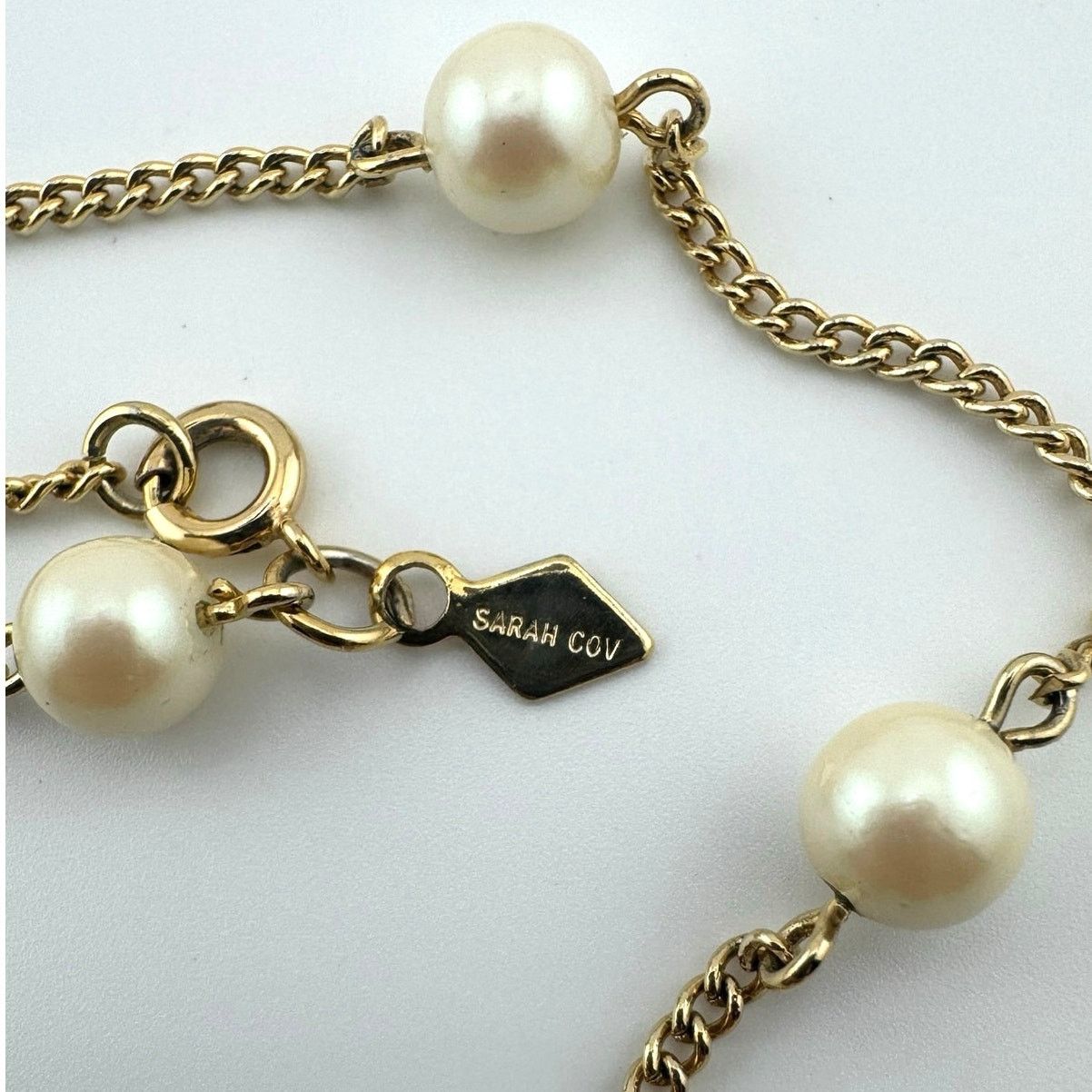 Other Sarah Coventry Gold Tone Faux Pearl Long Necklace Signed Size ONE SIZE - 6 Thumbnail