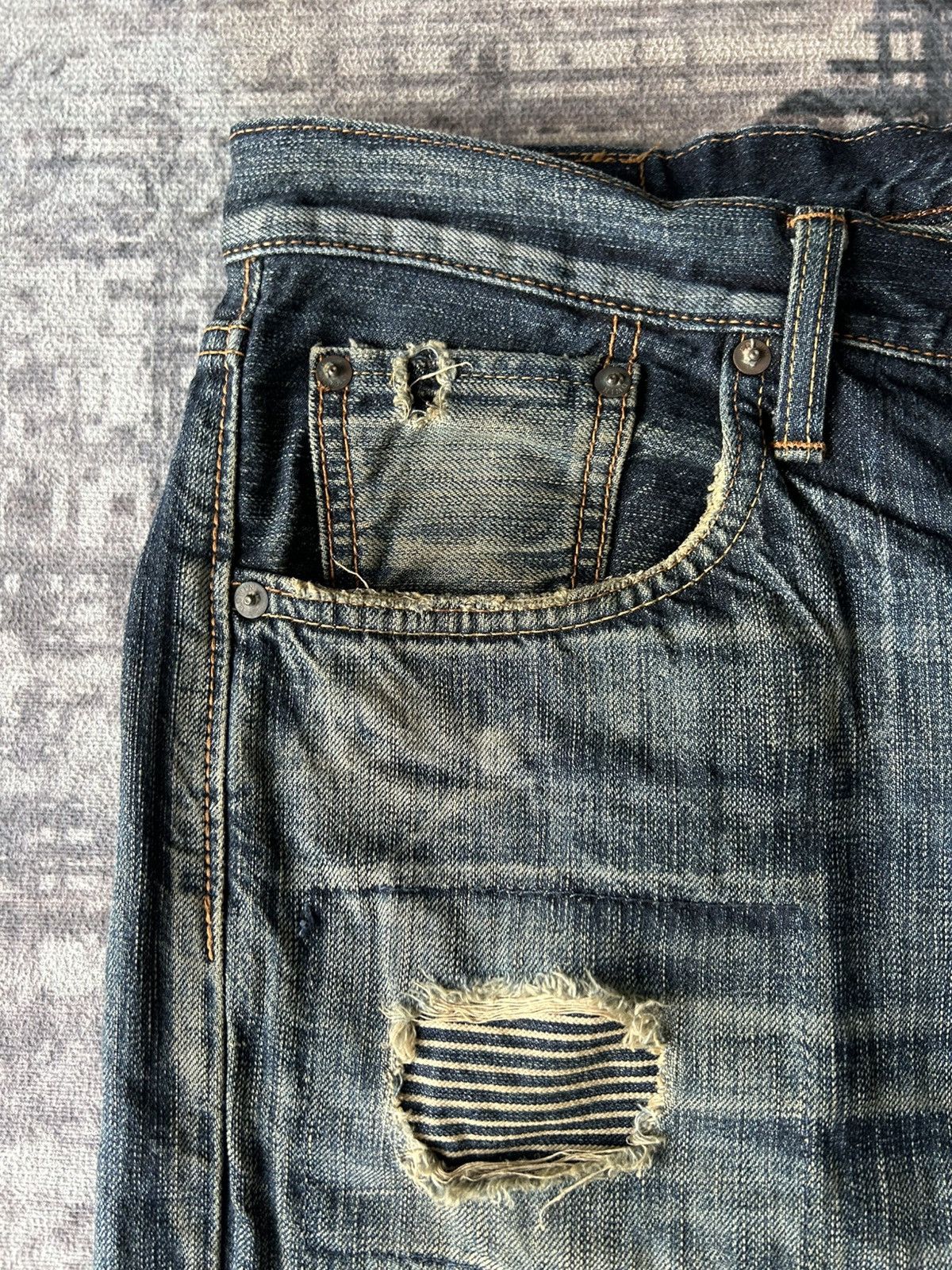 If Six Was Nine Punk Distressed Rockstar Edwin Jeans Size US 32 / EU 48 - 8 Thumbnail