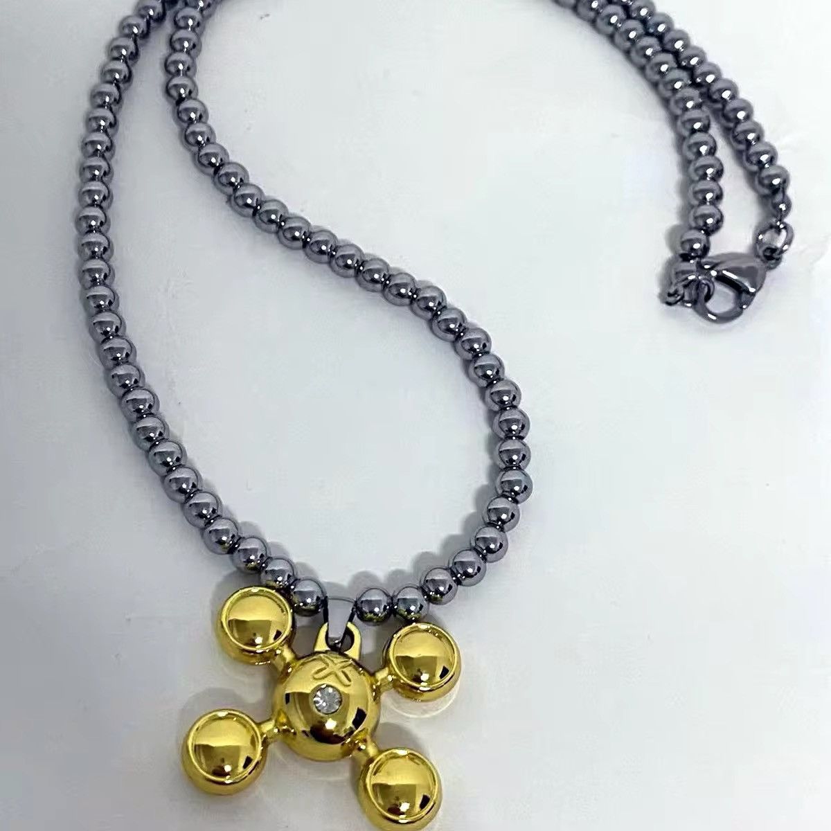 Other Stainless Steel Round Bead Chain Quadangle Pendant Size ONE SIZE - 1 Thumbnail