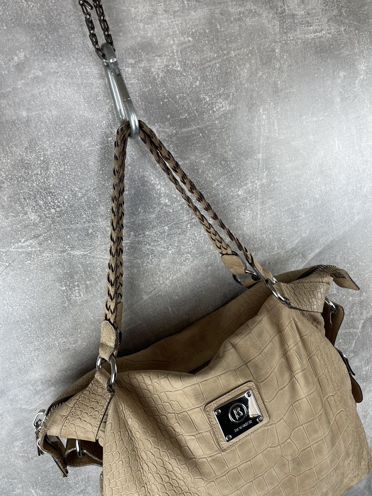Bogner × Genuine Leather Bogner HandCrafted Croc Embossed Leather Tote Shoulder Bag Size ONE SIZE - 7 Thumbnail