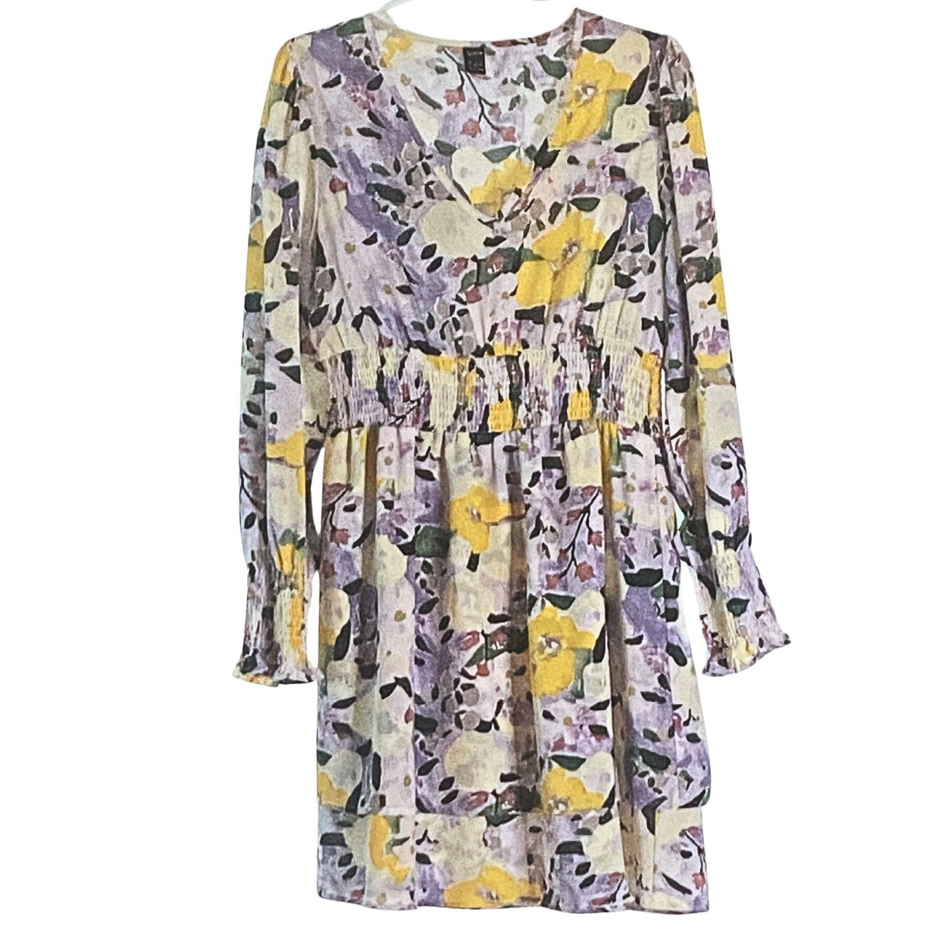 Shein Long Sleeve Floral Ruffle Mini Dress Size L / US 10 / IT 46 - 1 Thumbnail