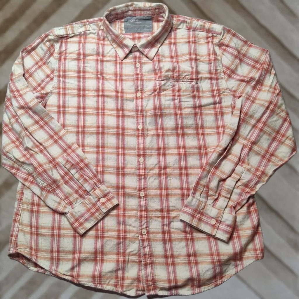 Vintage CALVIN KLEIN JEANS Button-Up Shirt Red Plaid 2XL Cotton Long Sleeve Men Size US XXL / EU 58 / 5 - 1 Thumbnail