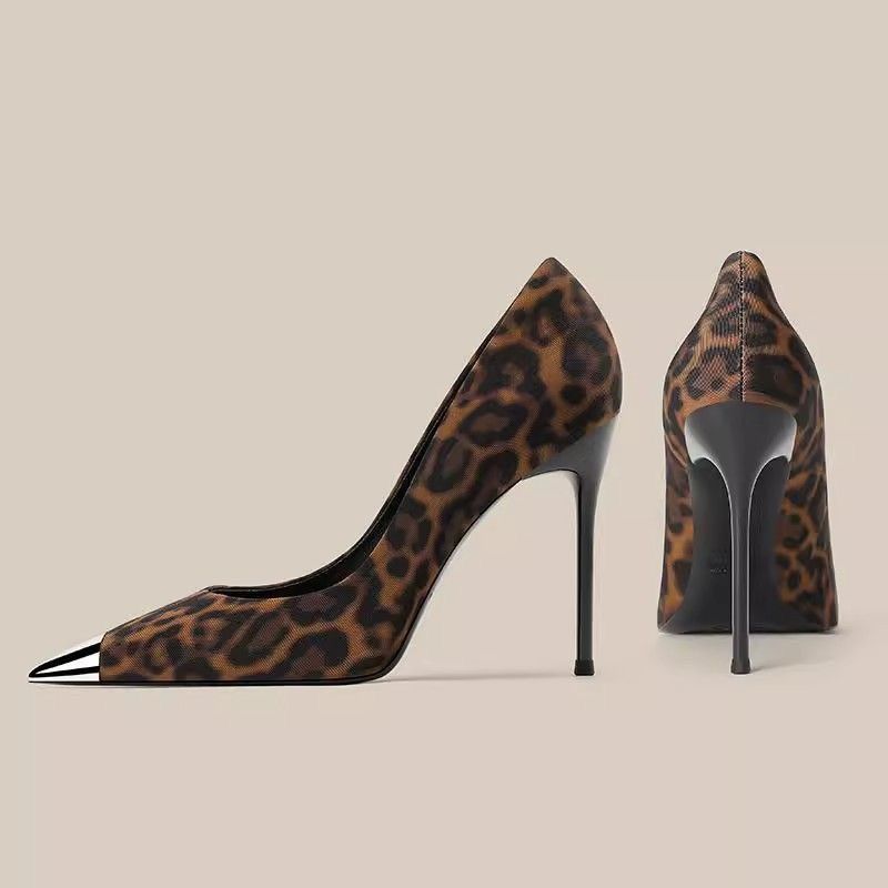 Other Leopard Print Metal-Toe Stiletto Heels – 10cm Pointed Size US 9 / IT 39 - 3 Thumbnail
