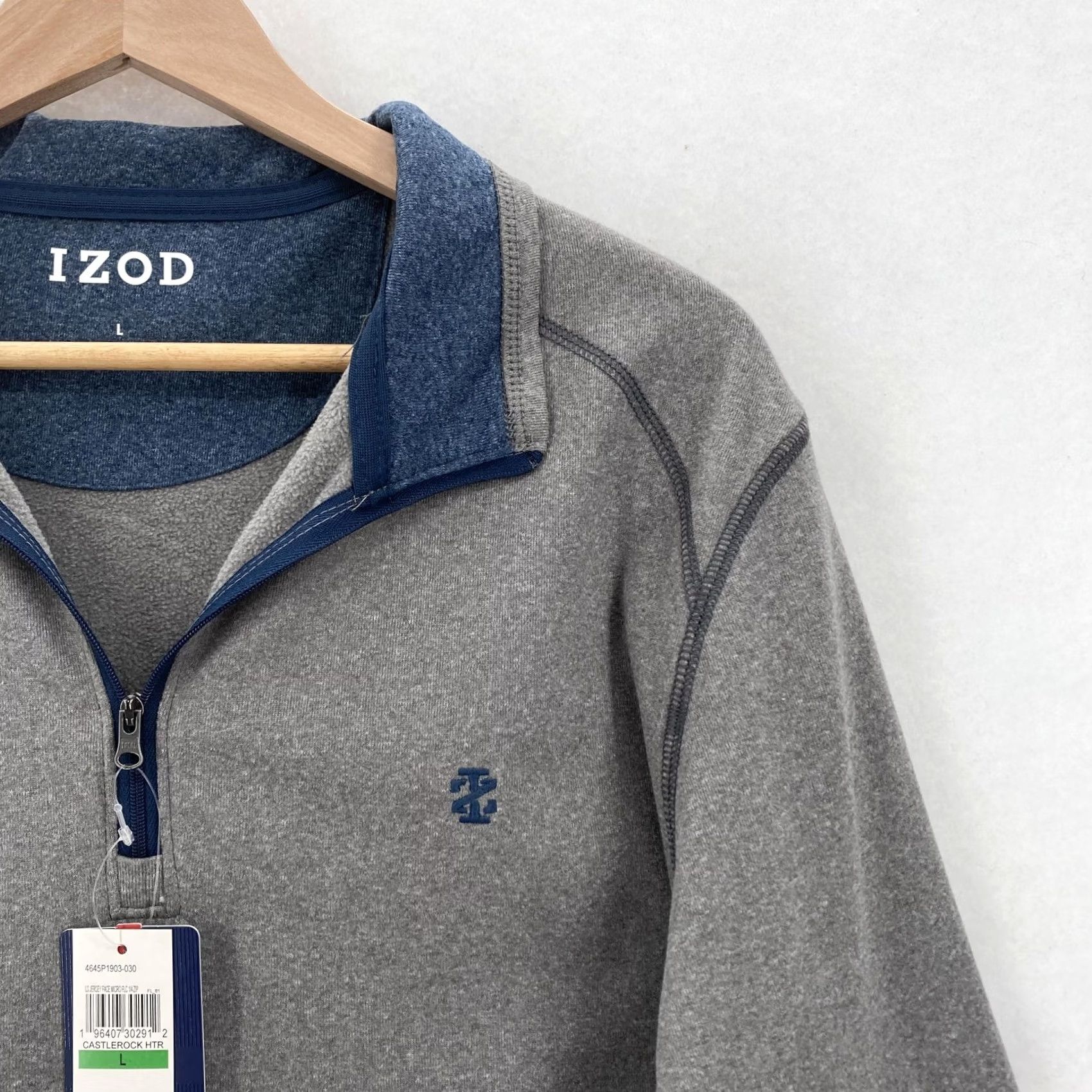 Izod IZOD Pullover Mens Large Gray Quarter Zip Microfleece Sweater Castlerock Logo Size US L / EU 52-54 / 3 - 2 Thumbnail