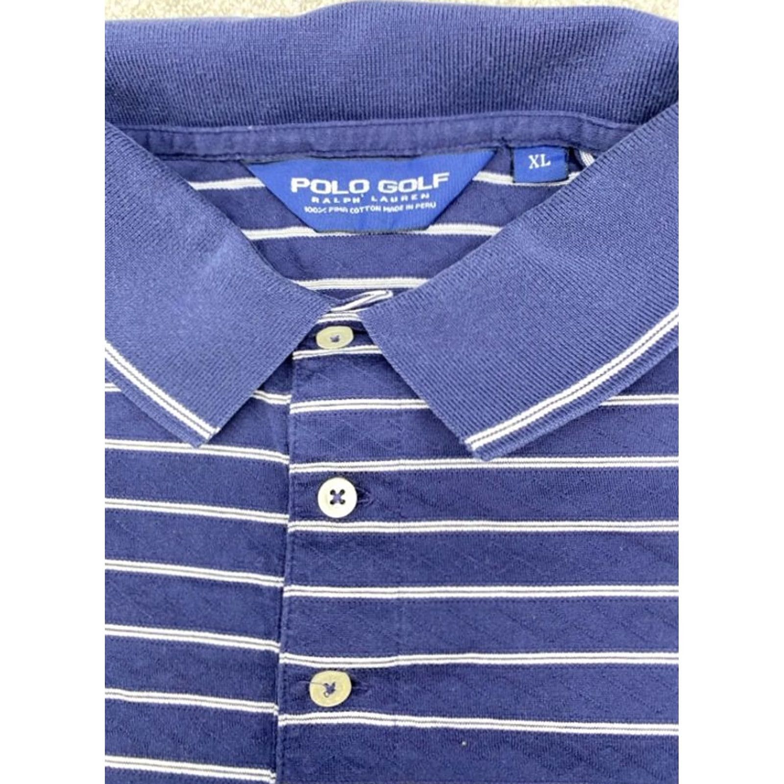 Polo Ralph Lauren Polo Golf Ralph Lauren Polo Shirt Mens XL Short Sleeve Blue White Striped Cotton Size US XL / EU 56 / 4 - 2 Thumbnail
