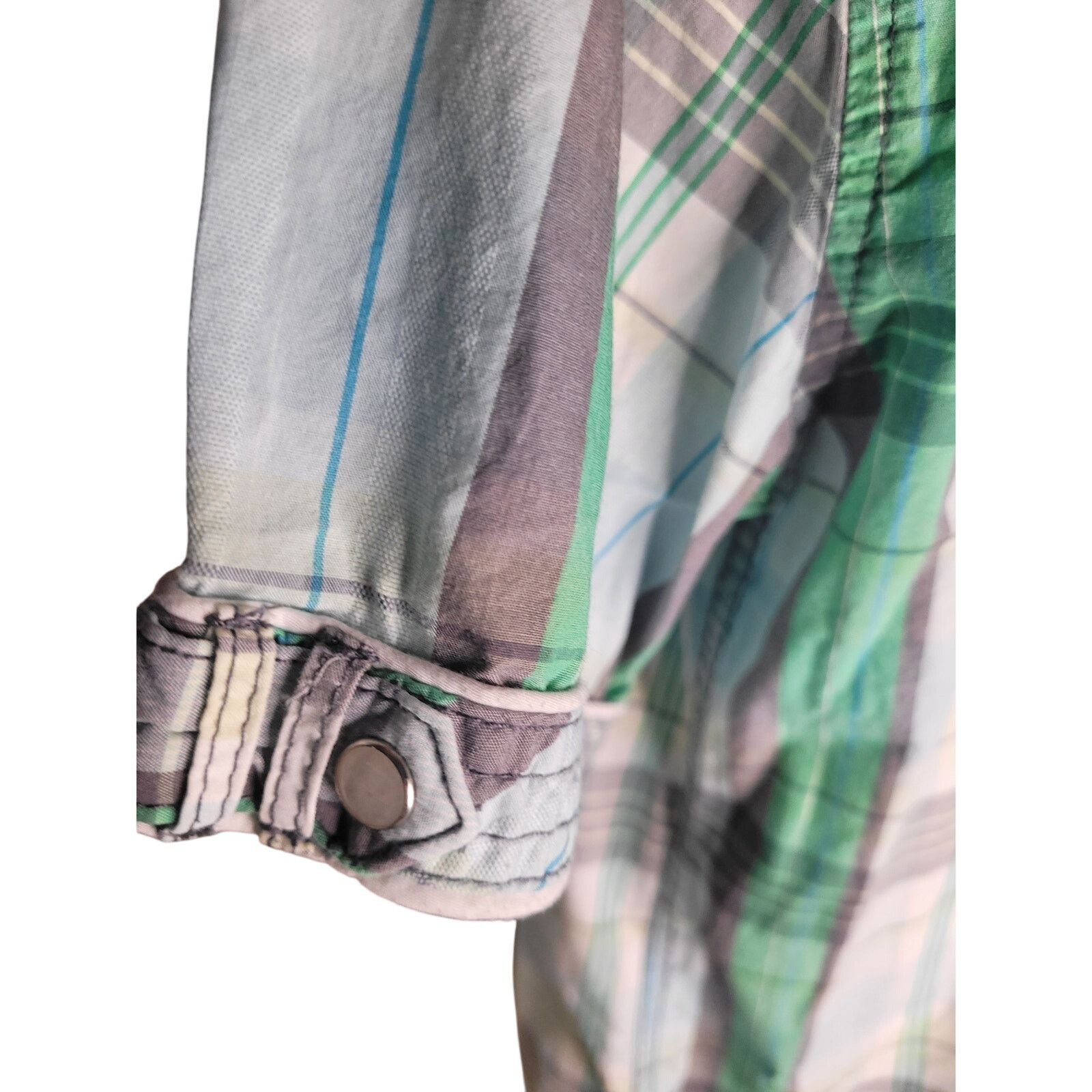 BKE BKE Mens Shirt Short Sleeve Green/Grey/White Pockets Sz XL Size US XL / EU 56 / 4 - 4 Thumbnail