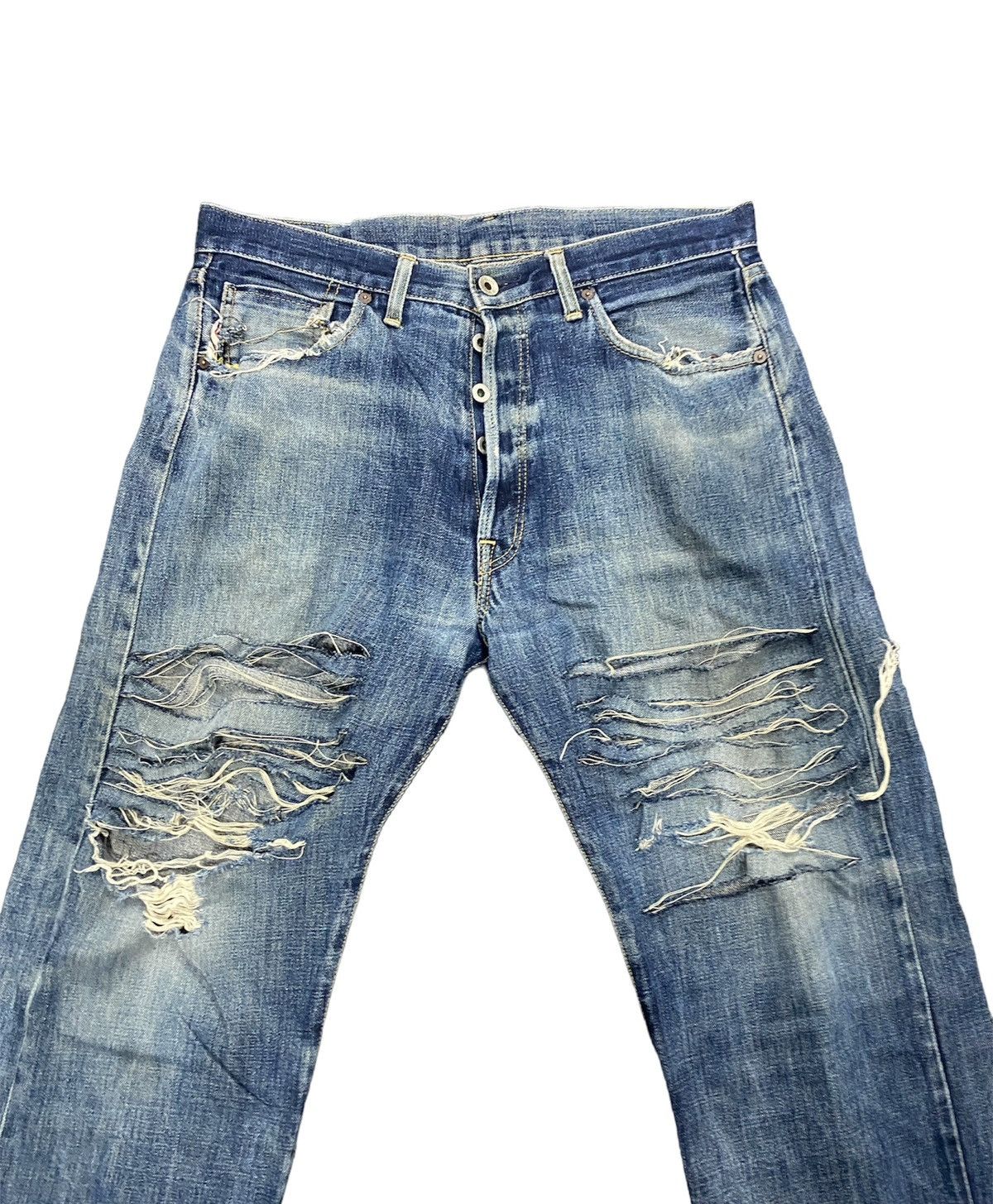 Japanese Brand SUPER DESTROYED JAPAN BRAND BUTTON FLY SELVEDGE DENIM Size US 34 / EU 50 - 4 Thumbnail