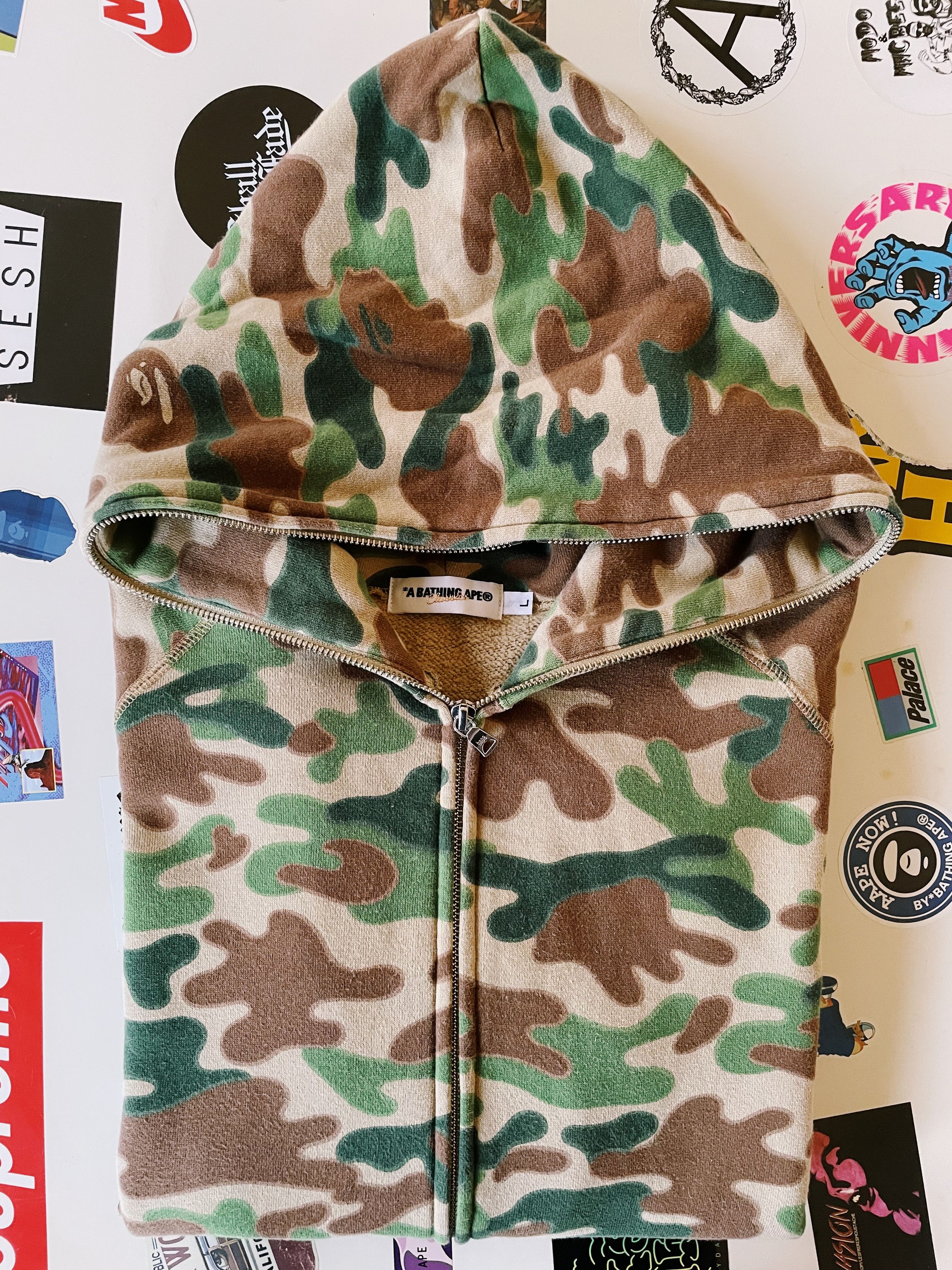 Bape Vintage Y2K Bape A Bathing Ape Puzzle Camo Full zip Hoodie Size US L / EU 52-54 / 3 - 8 Thumbnail