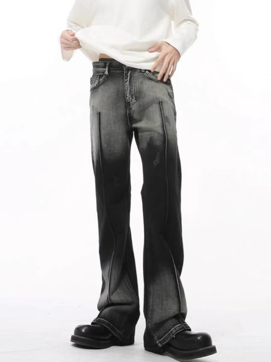 Japanese Brand × Jean Color blocking retro washed micro flared jeans Size US 32 / EU 48 - 4 Thumbnail