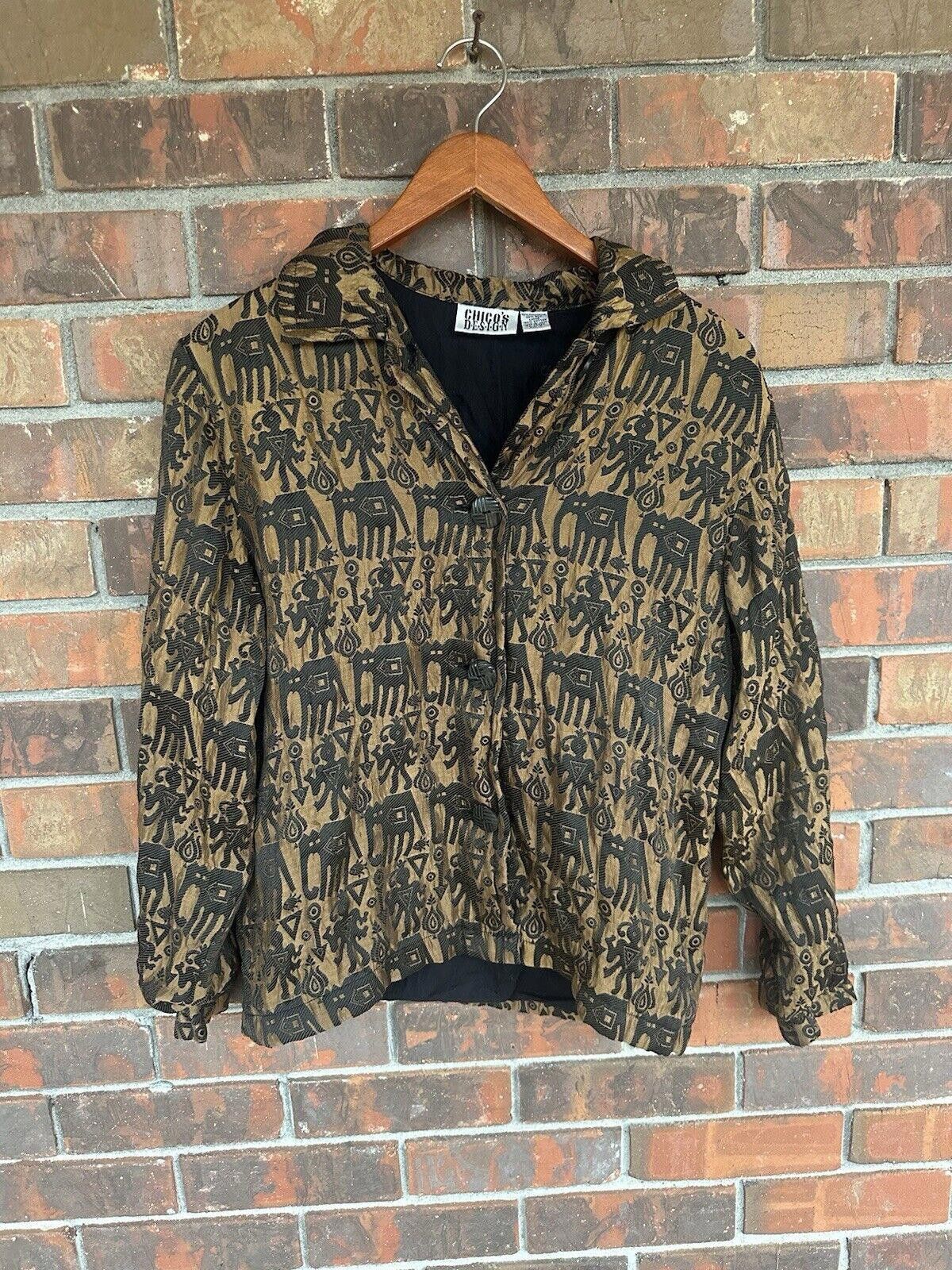 Chicos Vintage Chicos Design Blazer Size 0 Gold XS Extra Small 90s Size XS / US 0-2 / IT 36-38 - 1 Thumbnail