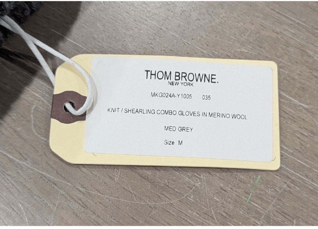 Thom Browne Mens THOM BROWNE Wool/Shearling Mittens Gray Large Size ONE SIZE - 6 Thumbnail