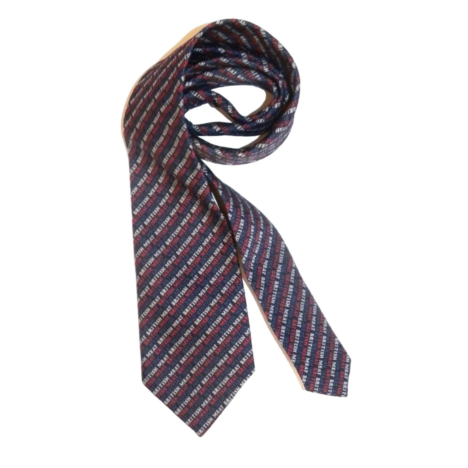 Vintage 60's MOD Tie "British Meat" Promo Pop Art LOGO Advertising Size ONE SIZE - 3 Thumbnail