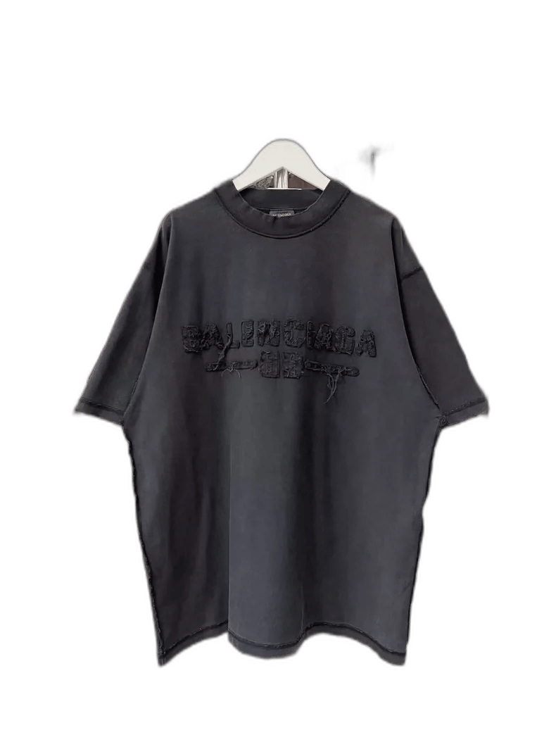 Balenciaga Balenciaga Black Gray Distressed Short Sleeve Top-yf Size US XS / EU 42 / 0 - 1 Thumbnail