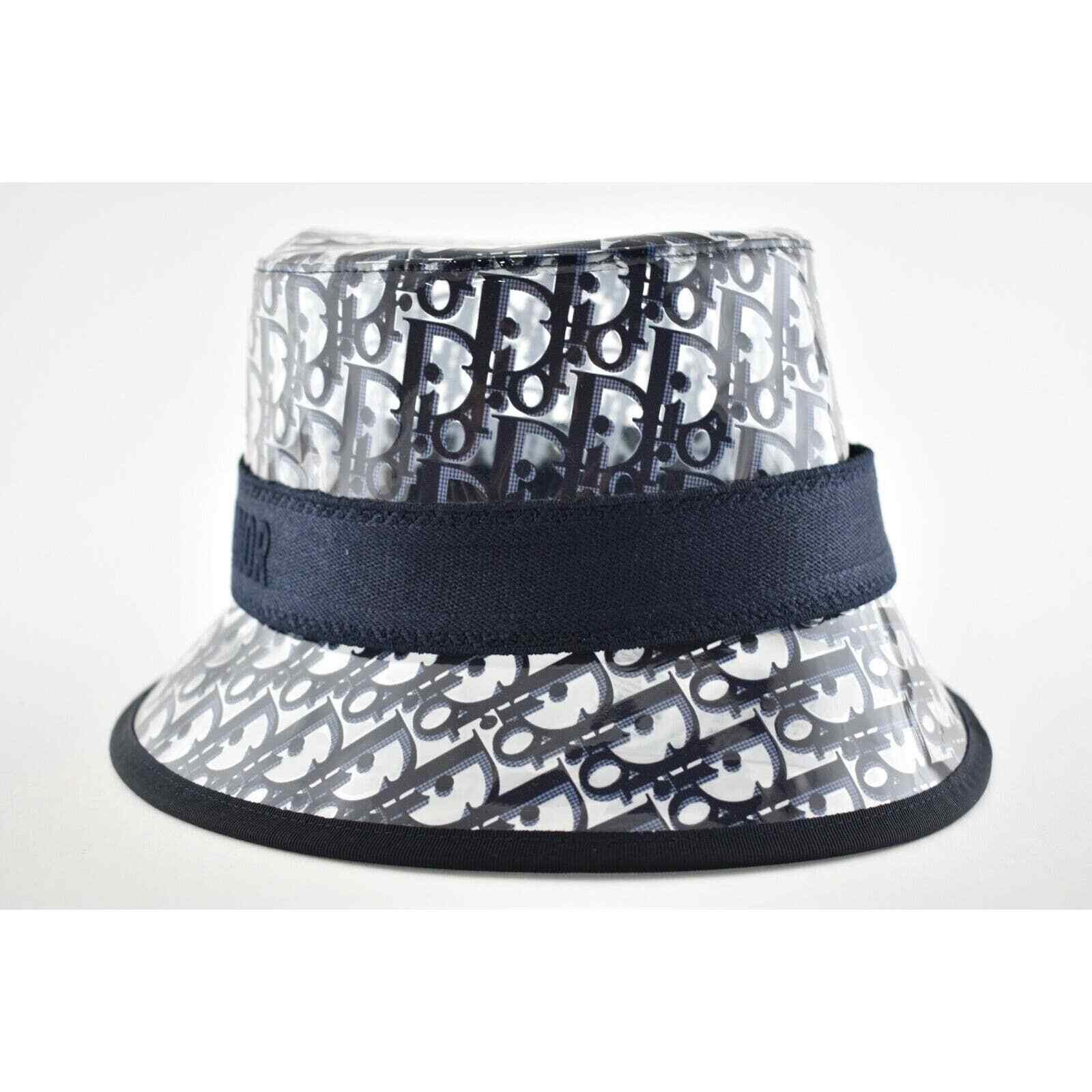 Dior French Oblique Logo Transparent Clear Sun Bucket Hat 57