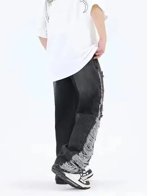 VIBE Baggy distressed black jeans Size US 34 / EU 50 - 2 Thumbnail