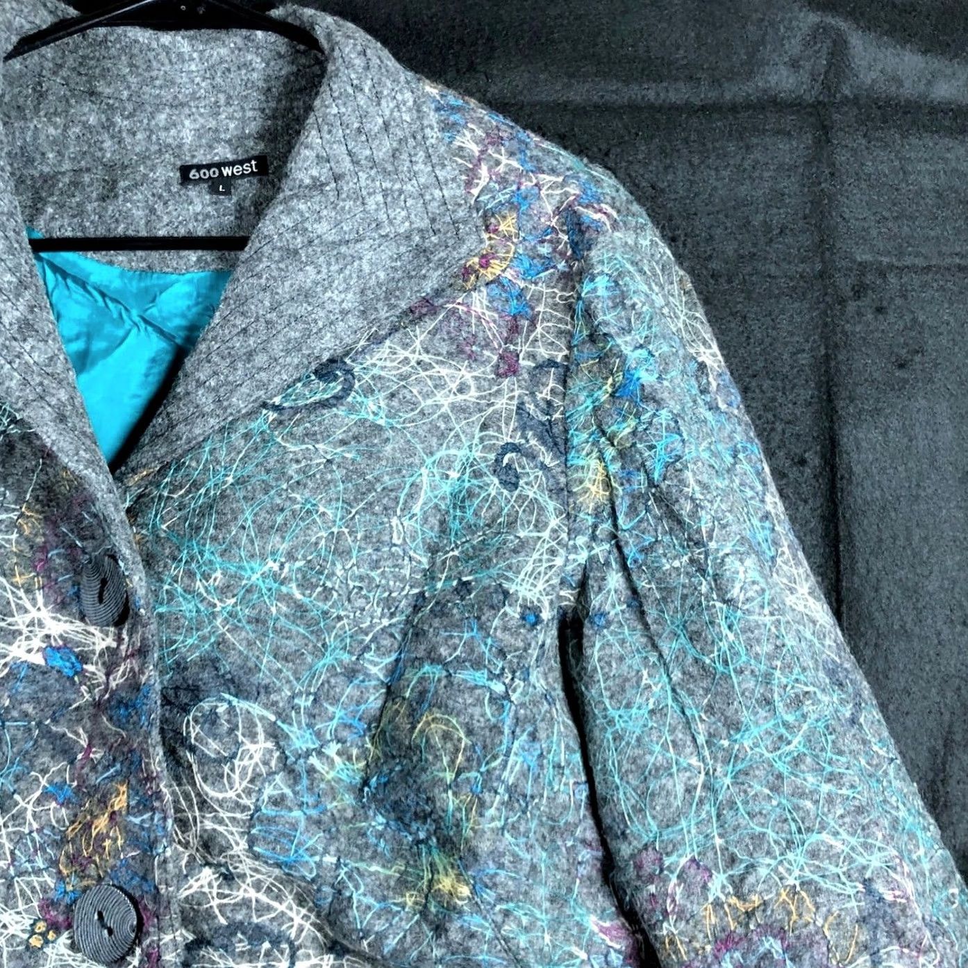 Vintage 600 West Womens Blazer Gray Wool Blend Lined Large Mid-Length Tweed Zip Front 600 West Womens Blazer Size L / US 10 / IT 46 - 5 Thumbnail