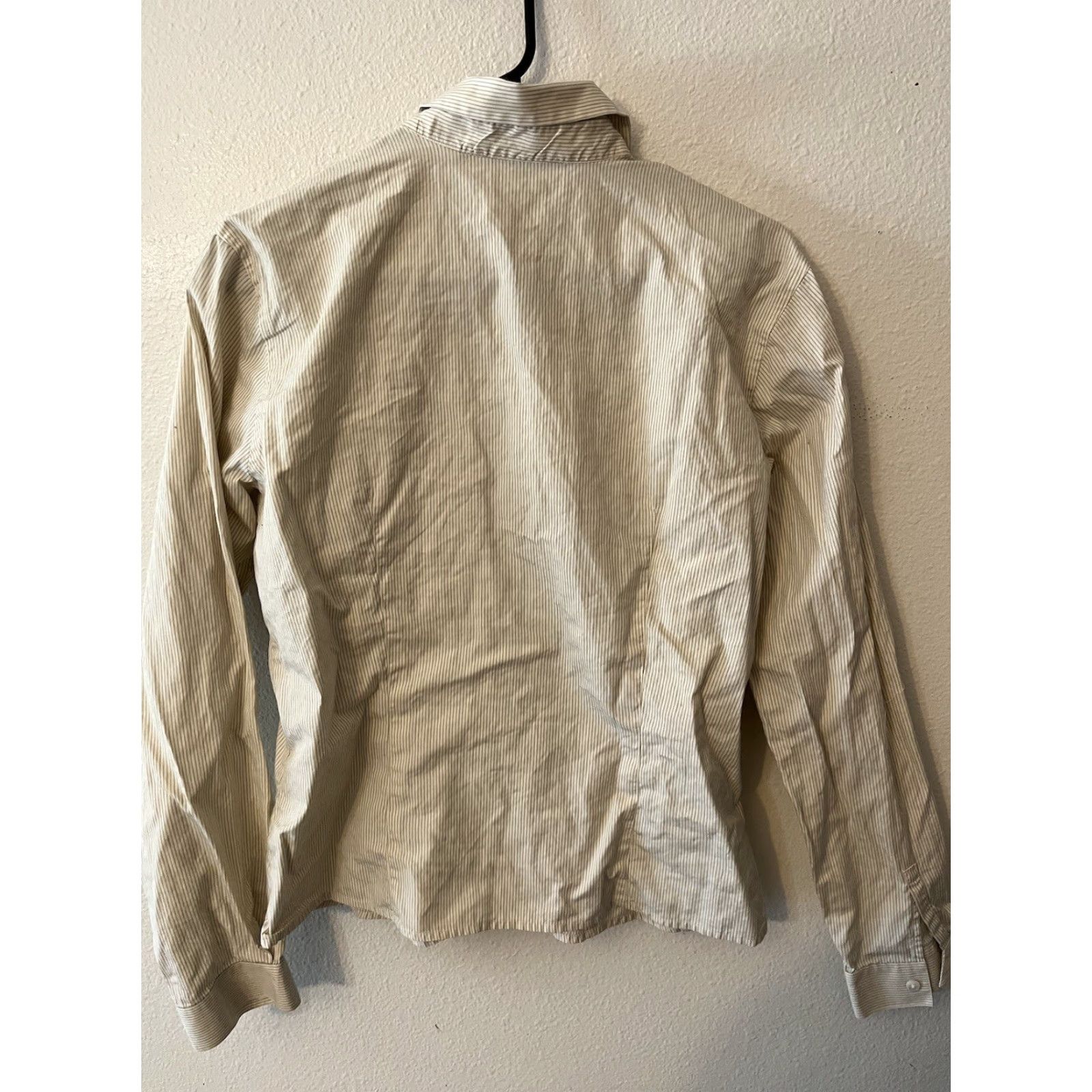 Banana Republic Banana Republic Shirt Womens Size Large Beige Striped Long Sleeve Button Shirt Size L / US 10 / IT 46 - 3 Thumbnail