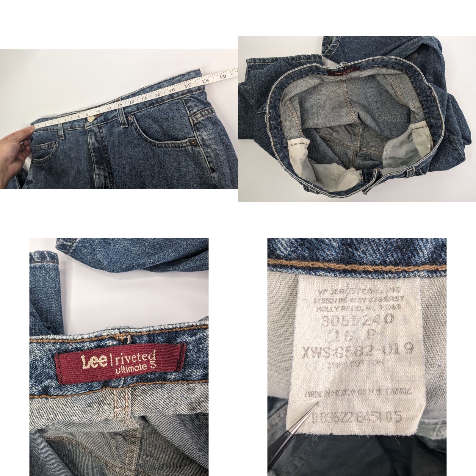Lee VINTAGE Lee Riveted Jeans Womens Size 16 Petite High Rise Straight Denim 5-Pocket Blue 90s Grunge Y2K Mens Womens Girls? Size 38" / US 16 / IT 52 - 8 Thumbnail