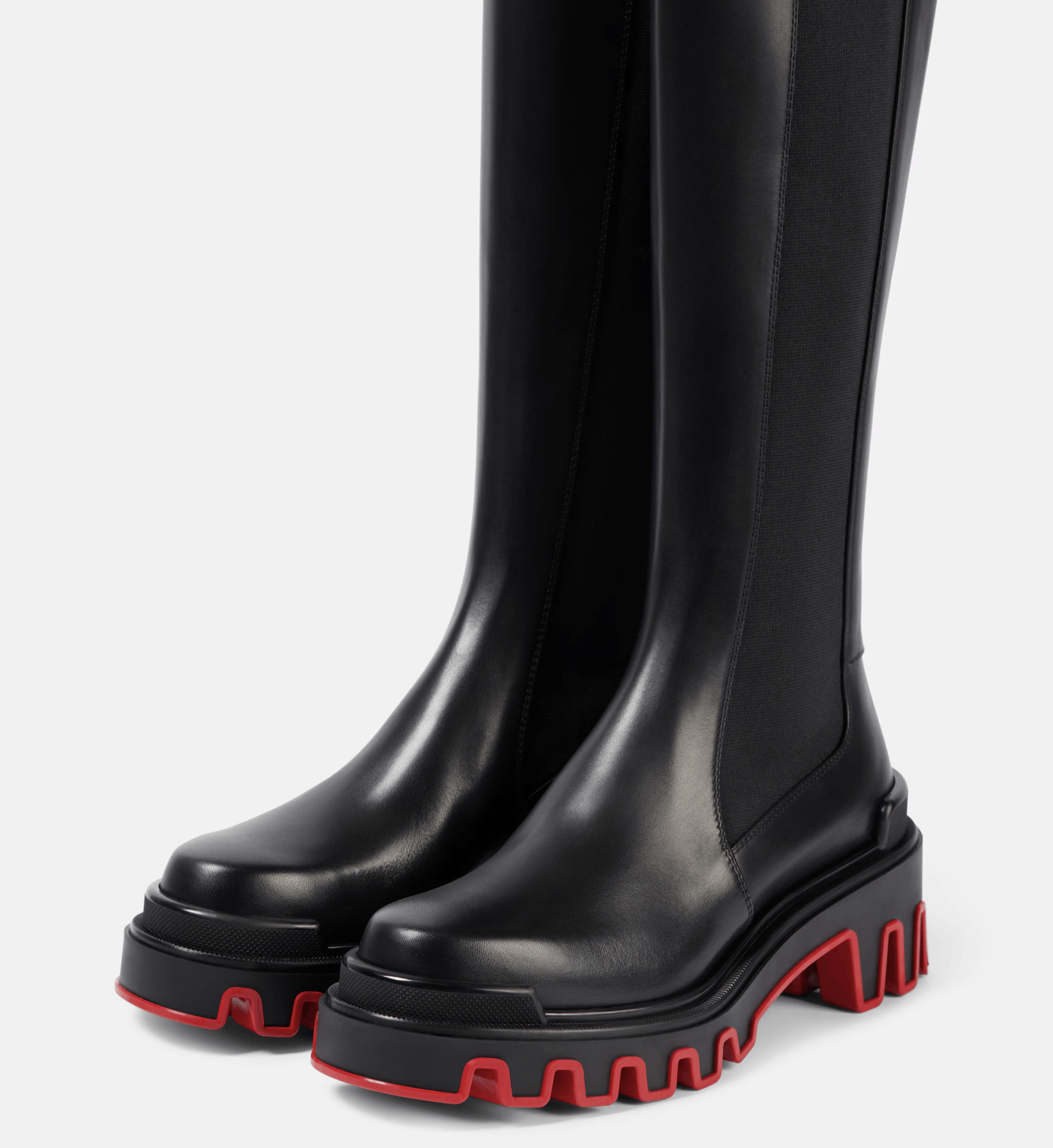 Christian Louboutin Marchacroche Dune Botta Black Leather Knee High Boot 40 Size US 10 / IT 40 - 12 Thumbnail