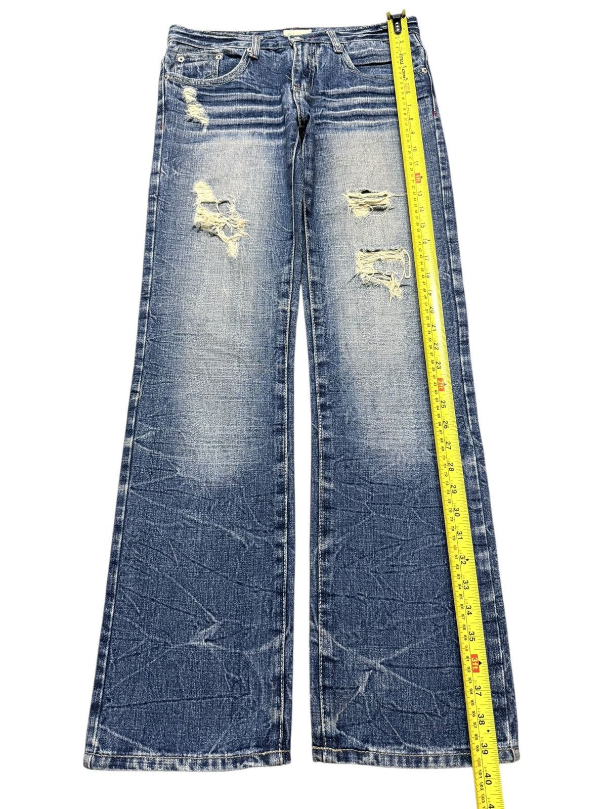 KMRii Vintage Japanese Brand Faded Thunder Wash Distress Loose Fit Size US 30 / EU 46 - 12 Thumbnail