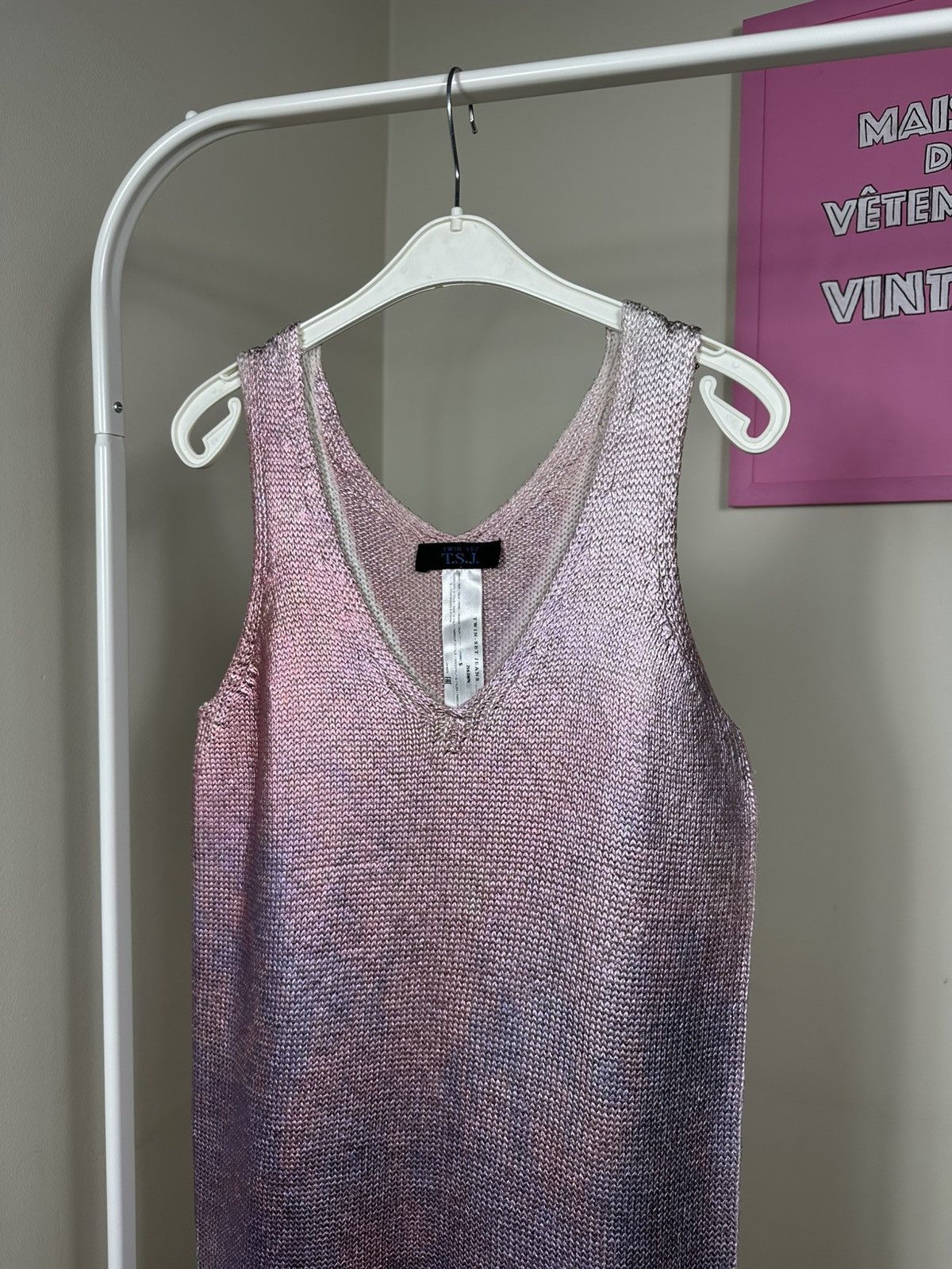TWINSET Twin-Set Jeans Mini Dress Tank Top Knitted Metallic Pink Size S / US 4 / IT 40 - 5 Thumbnail
