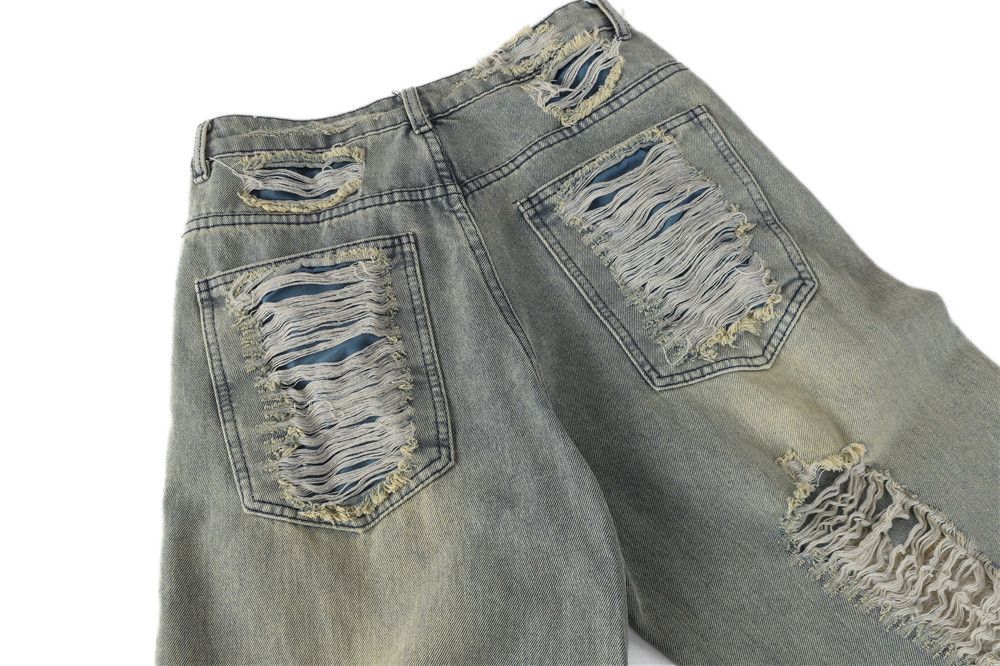 Japanese Brand × Jean Distressed men's washed punk heavy-duty ripped jeans Size US 32 / EU 48 - 6 Thumbnail