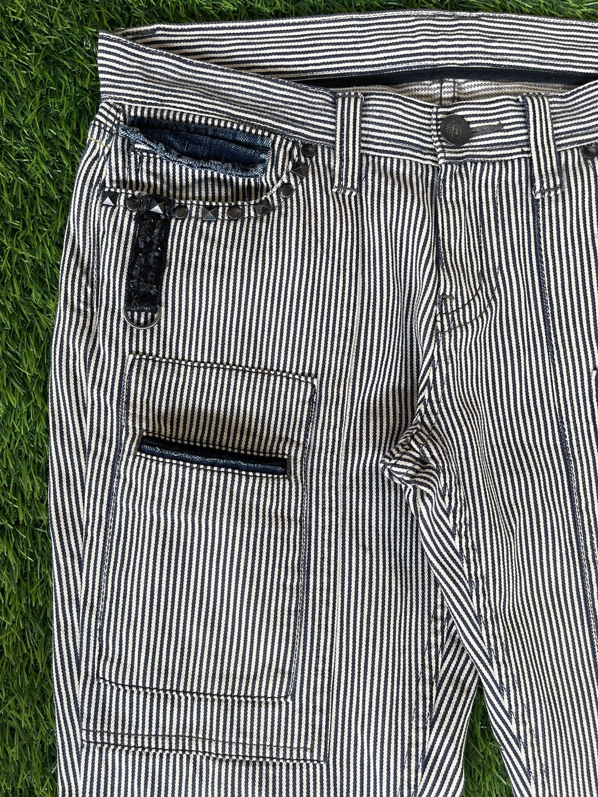 Murder License Vintage 90s🔥MURDER LICENSE🔥Flared Striped Bush Pants Jeans Size US 33 - 8 Thumbnail