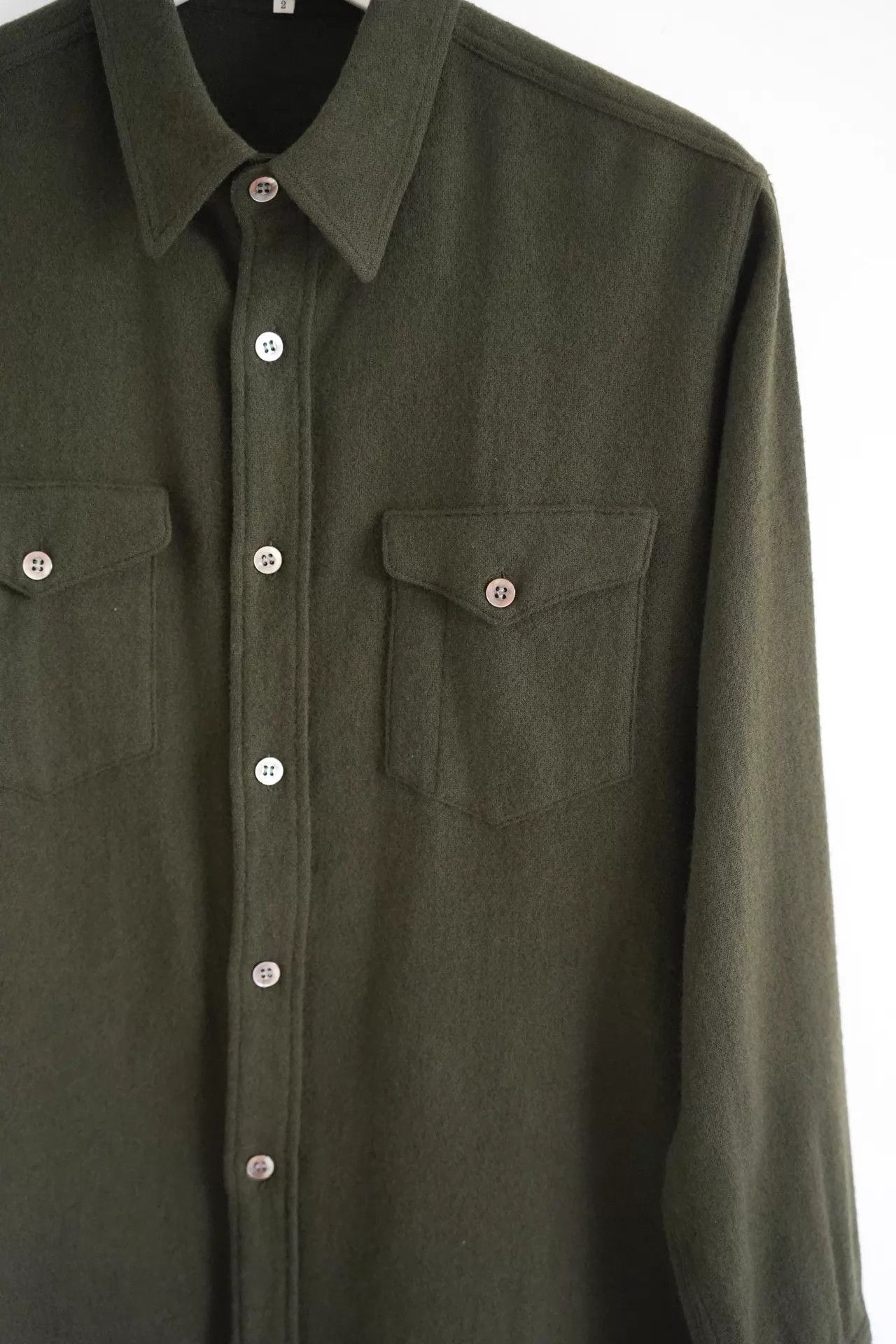 Yohji Yamamoto Yohji Yamamoto 00s Red Label Dark Green Wool Shirt Size US M / EU 48-50 / 2 - 4 Thumbnail