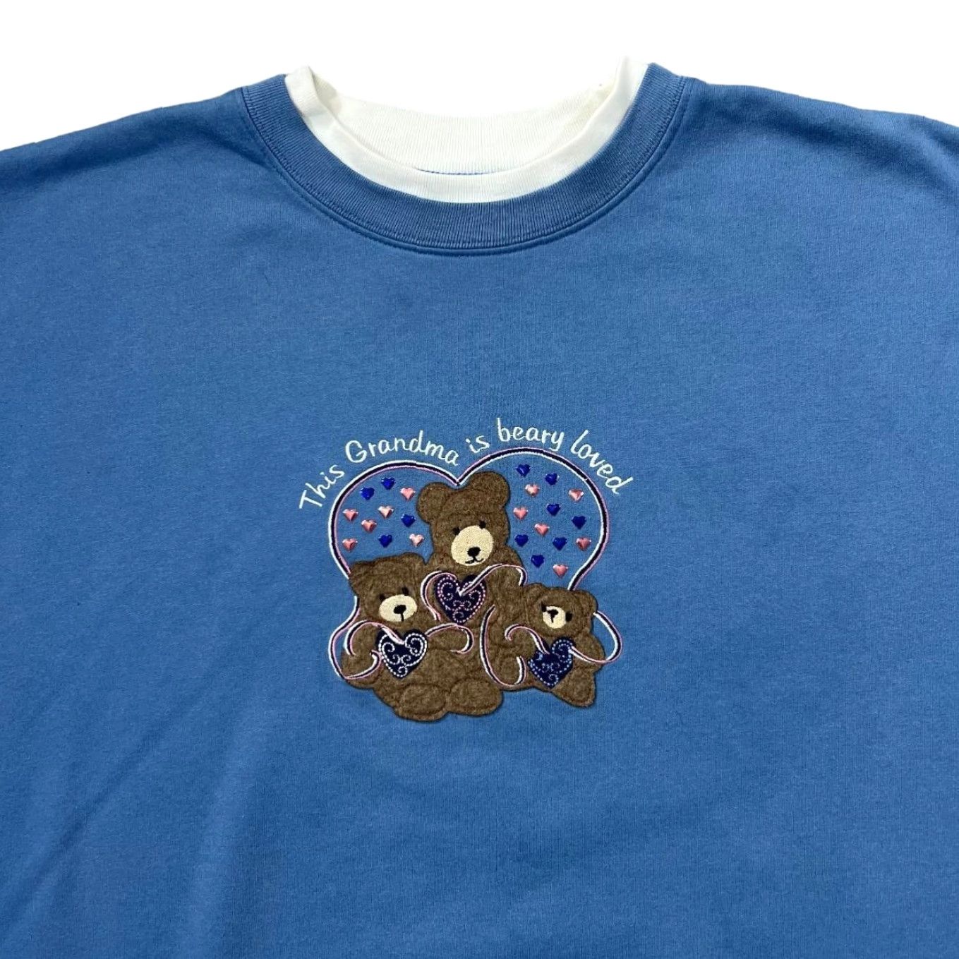 Other VINTAGE THIS GRANDMA IS BEARY LOVED Novelty Embroidered Cottage Core Sweatshirt Women XXL Blue Embroidered spellout design 90s? (adjusted to fit) Size XXL / US 16-18 / IT 52-54 - 2 Thumbnail