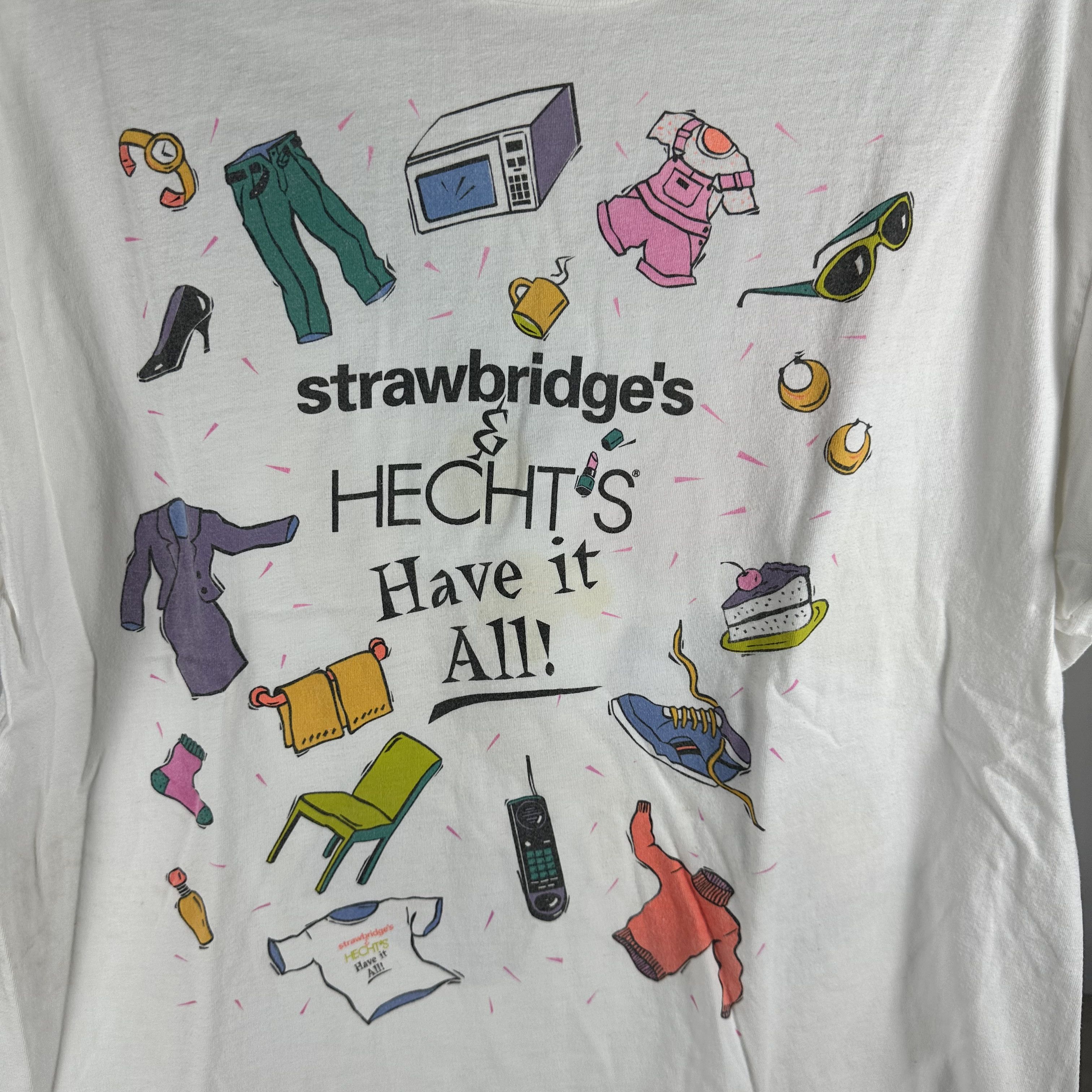 Vintage 90s Strawbridge's & Hecht's Shopping Mall Artwork T-shirt Size US XL / EU 56 / 4 - 2 Thumbnail
