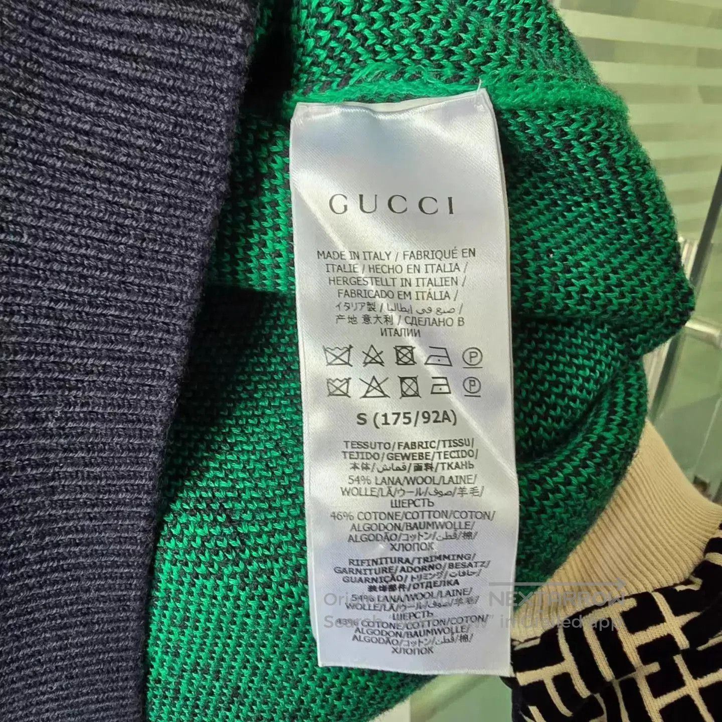 Gucci Green V-Neck Patterned Sweater. Size US S / EU 44-46 / 1 - 5 Thumbnail
