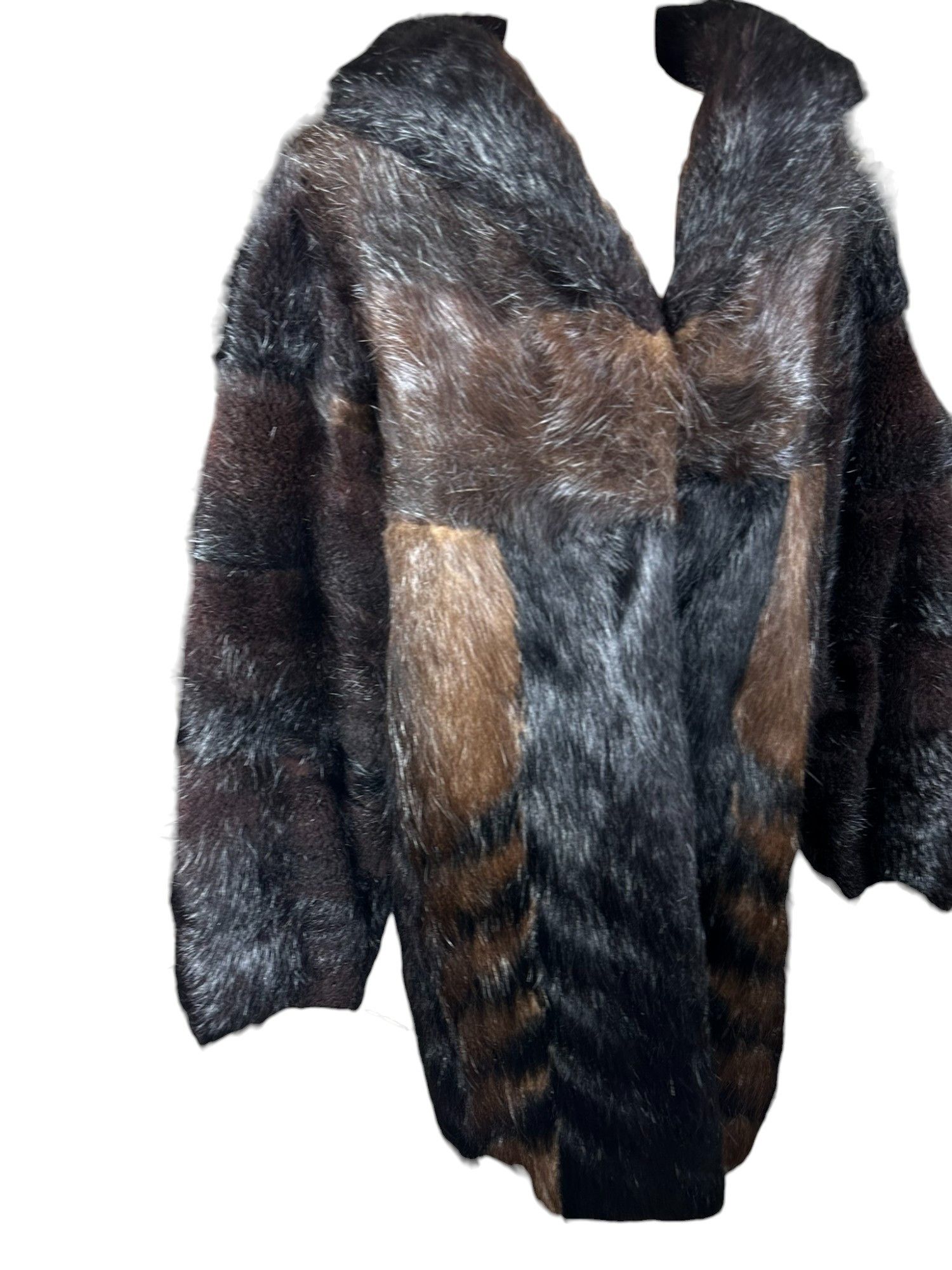 Vintage 80s Vintage Faux Fur Long Coat Avant Garde Size M / US 6-8 / IT 42-44 - 2 Thumbnail