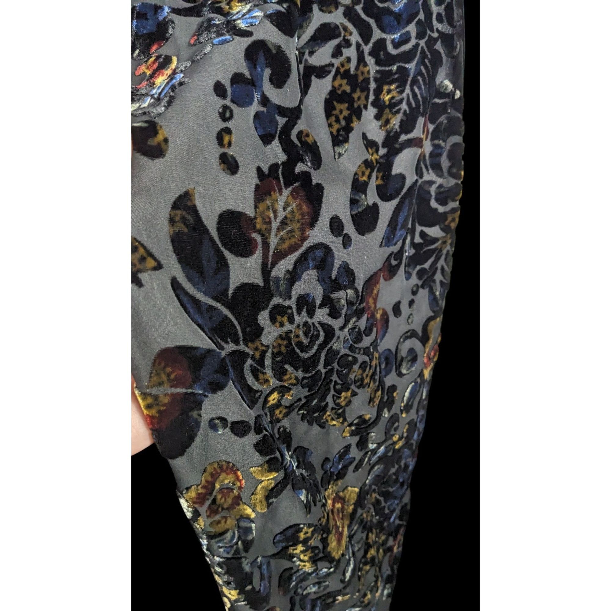 Other Vintage Dark Rainbow Burnt Velvet Floral Scarf Size ONE SIZE - 9 Thumbnail