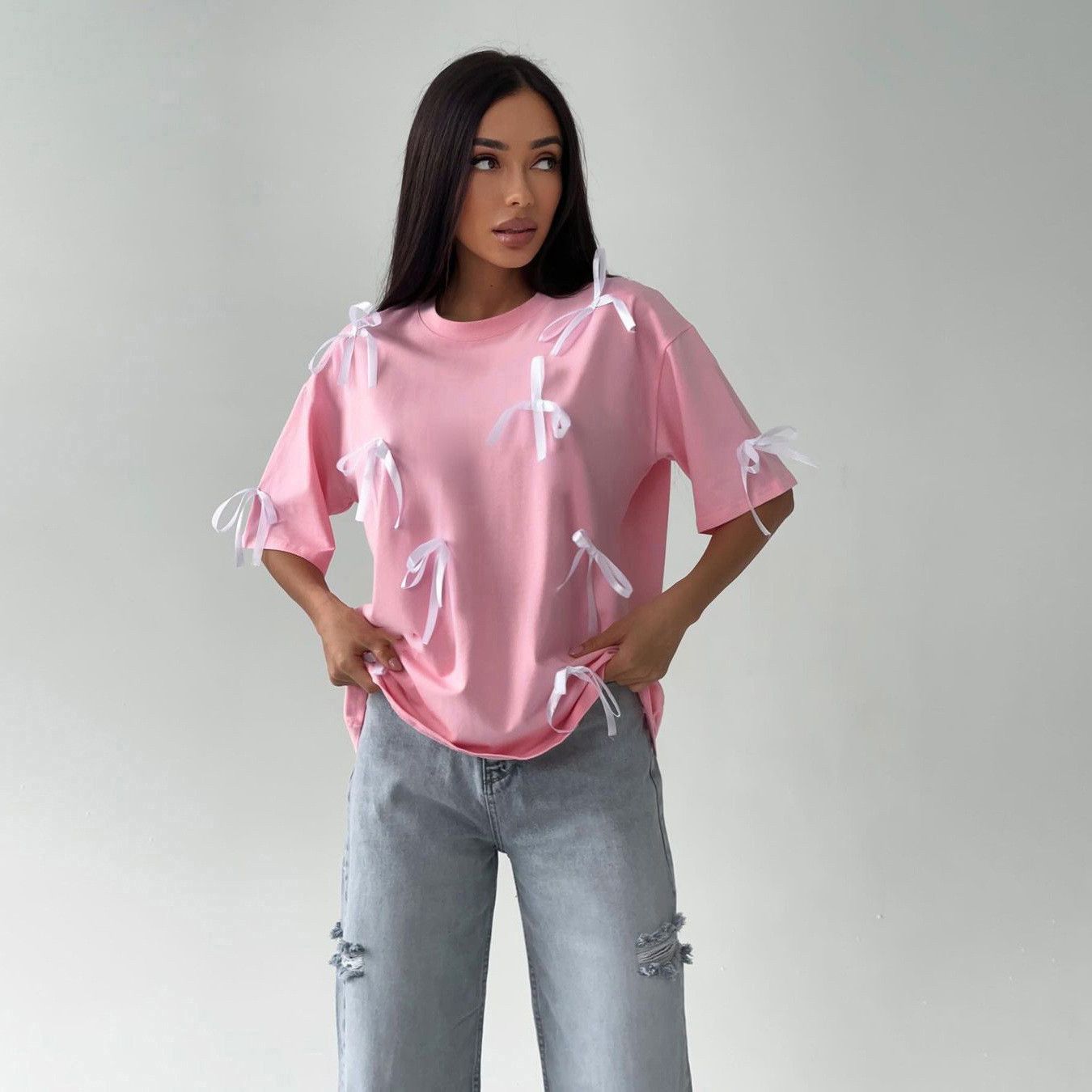 Other Women's Casual Loose Bow Tie T-Shirt Y2k Size L / US 10 / IT 46 - 5 Thumbnail